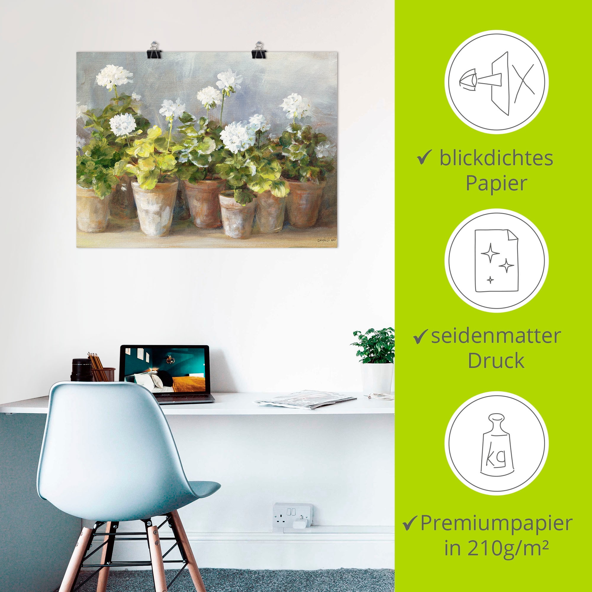 Artland Wandbild »Weiße Geranien«, Blumen, (1 St.), als Leinwandbild, Poster in verschied. Größen