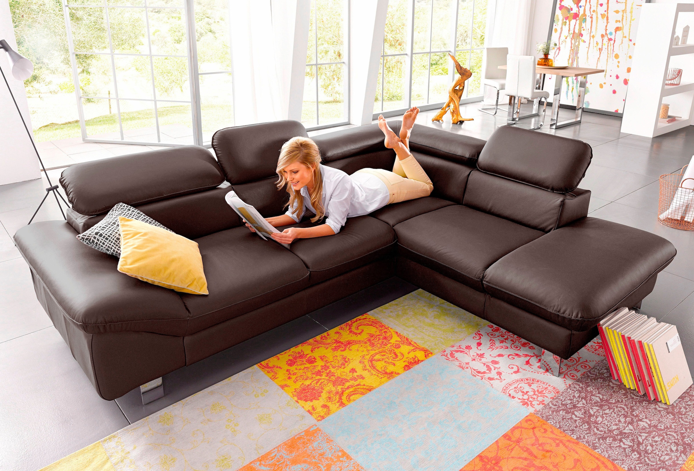 COTTA Ecksofa "Driver L-Form, B: 265cm, moderne Couch, Wellenunterfederung, inkl. 3 x" Kopfteilverstellung, optional Schlaffunktion & Bettkasten