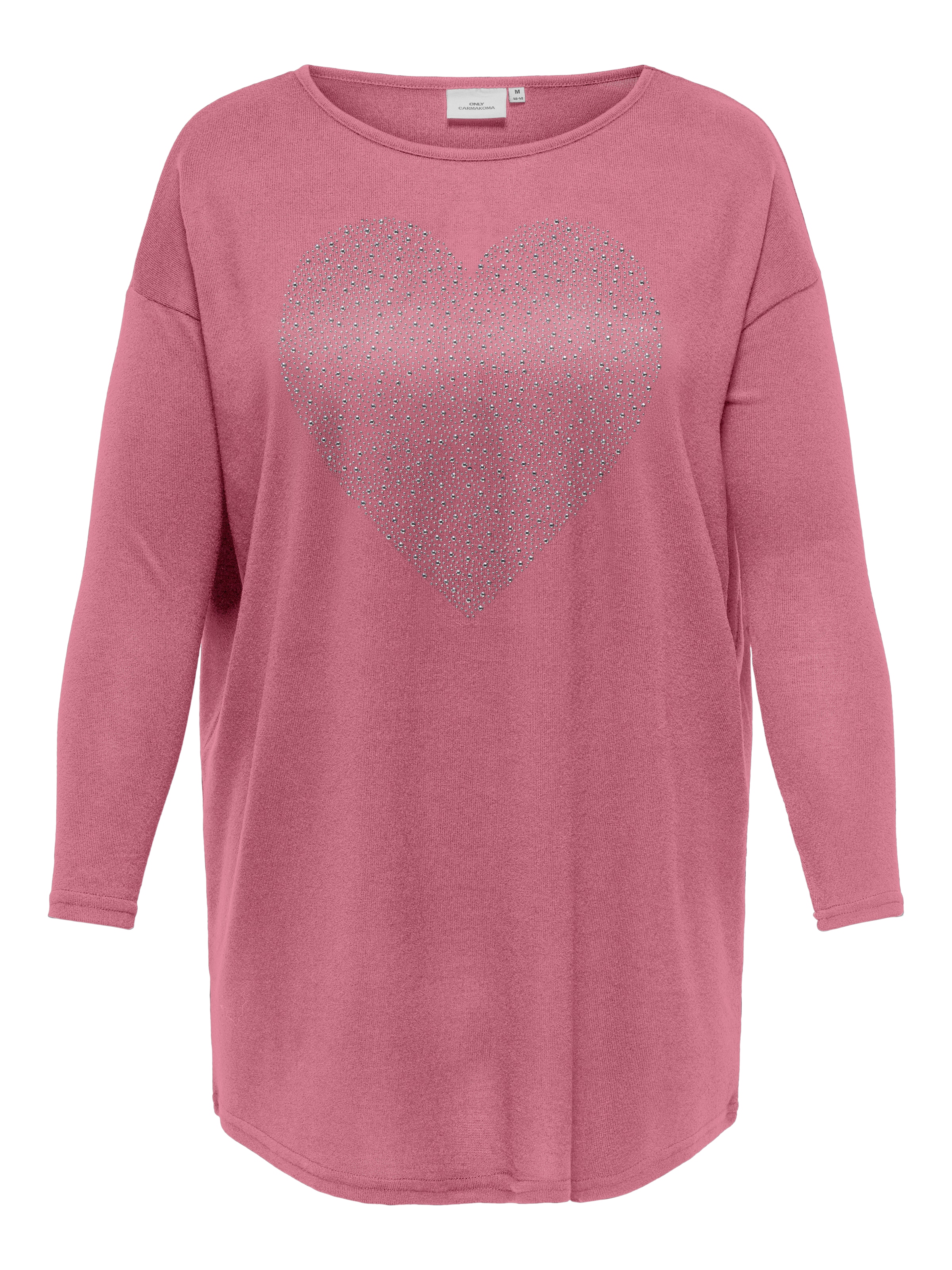 ONLY CARMAKOMA Langarmshirt »CARALBA LS LONG TOP JRS«, mit Glitzernieten