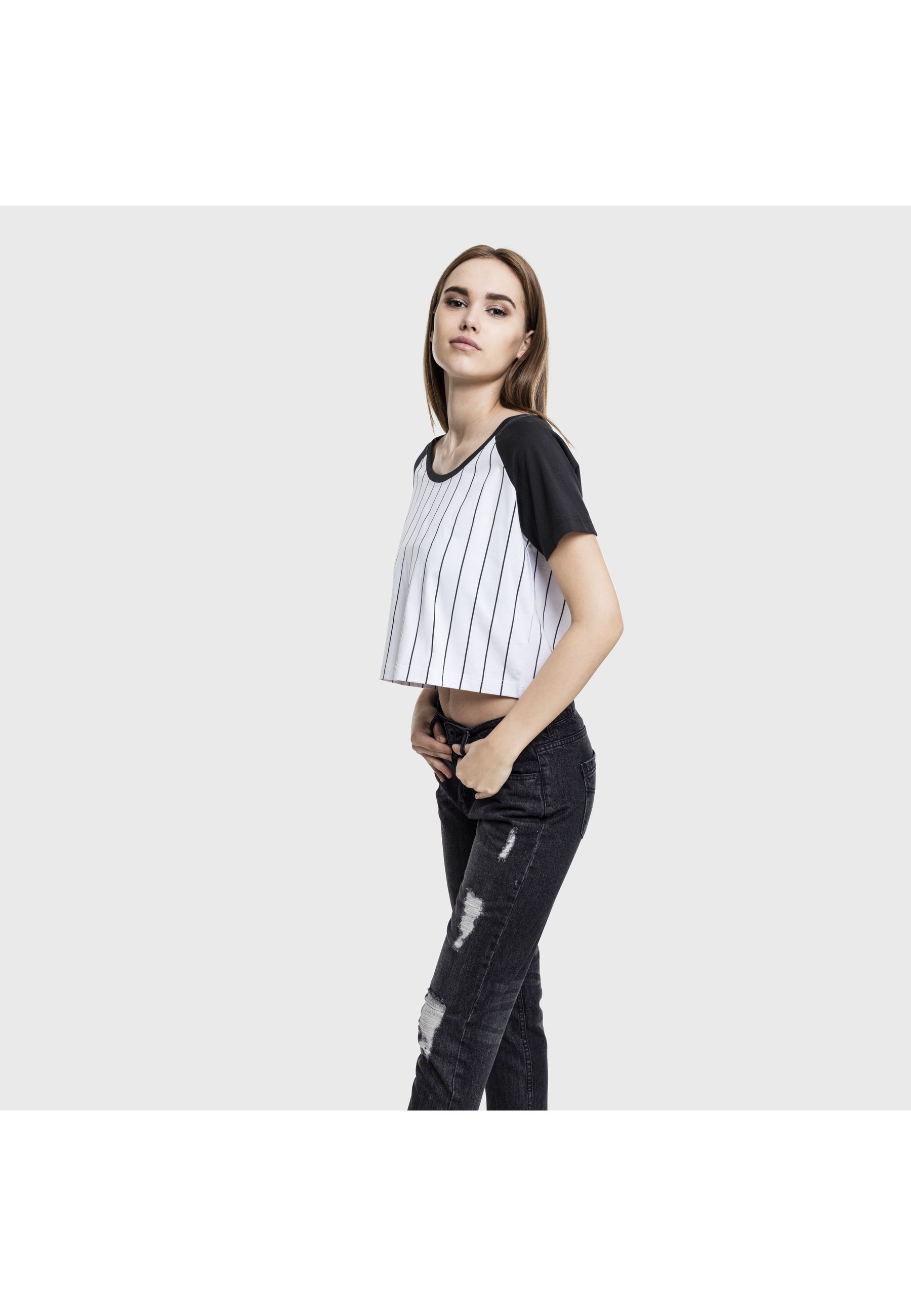 URBAN CLASSICS T-Shirt »Urban Classics Damen Ladies Cropped Baseball Tee« 1 Stk.
