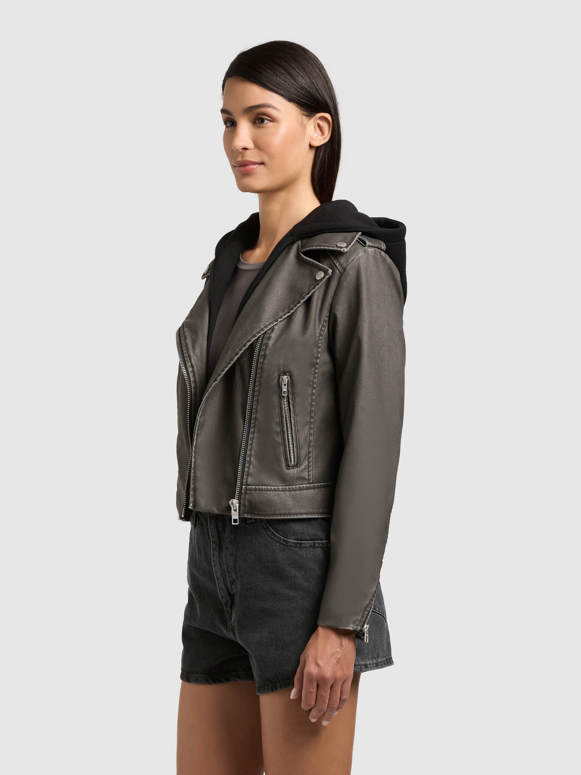 khujo Lederimitatjacke »YAEL 2IN1« mit Kapuze