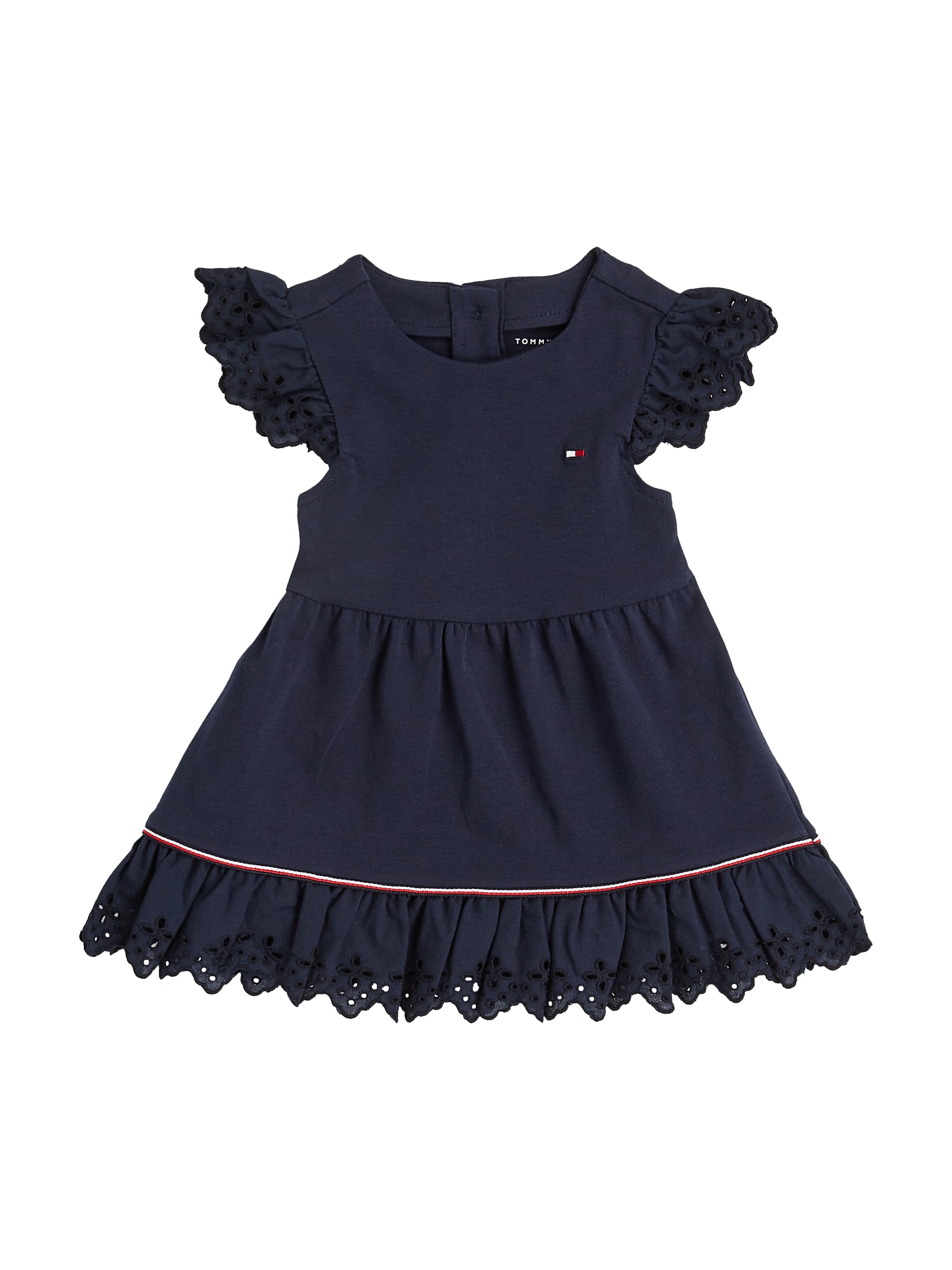 Tommy Hilfiger Sommerkleid »BRODERIE ANGLAISE DRESS SS«, mit Logo-Kontrastband, mit Logostickerei