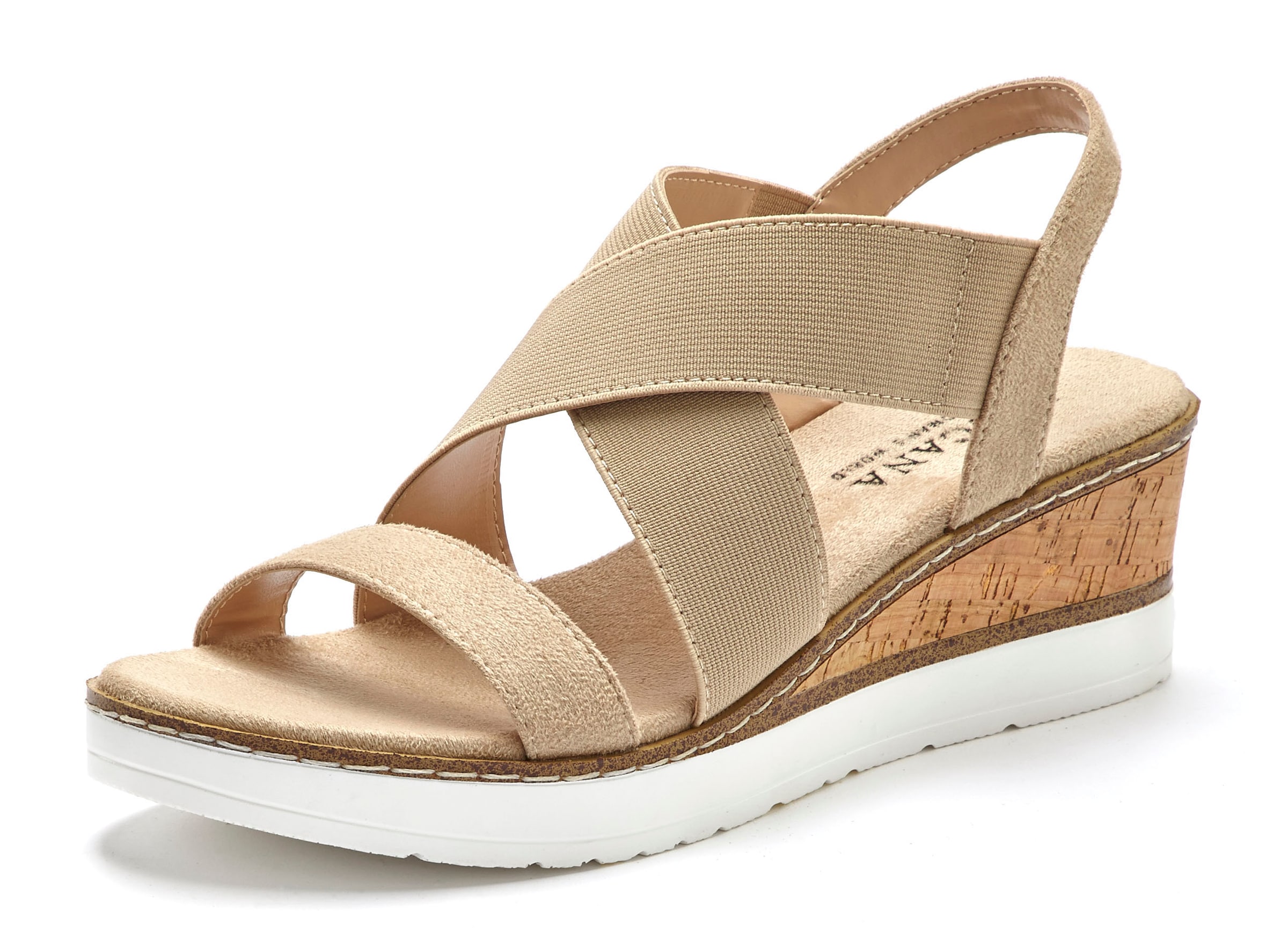 LASCANA Sandalette, Sandale, Sommerschuh mit Keilabsatz und elastischen Riemen VEGAN