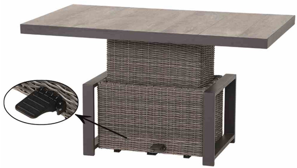 Siena Garden Gartentisch »CORIDO Lift-Tisch 130x75cm charcoal grey« Aluminiumgestell matt anthrazit, Tischplatte aus Keramik, washed grey