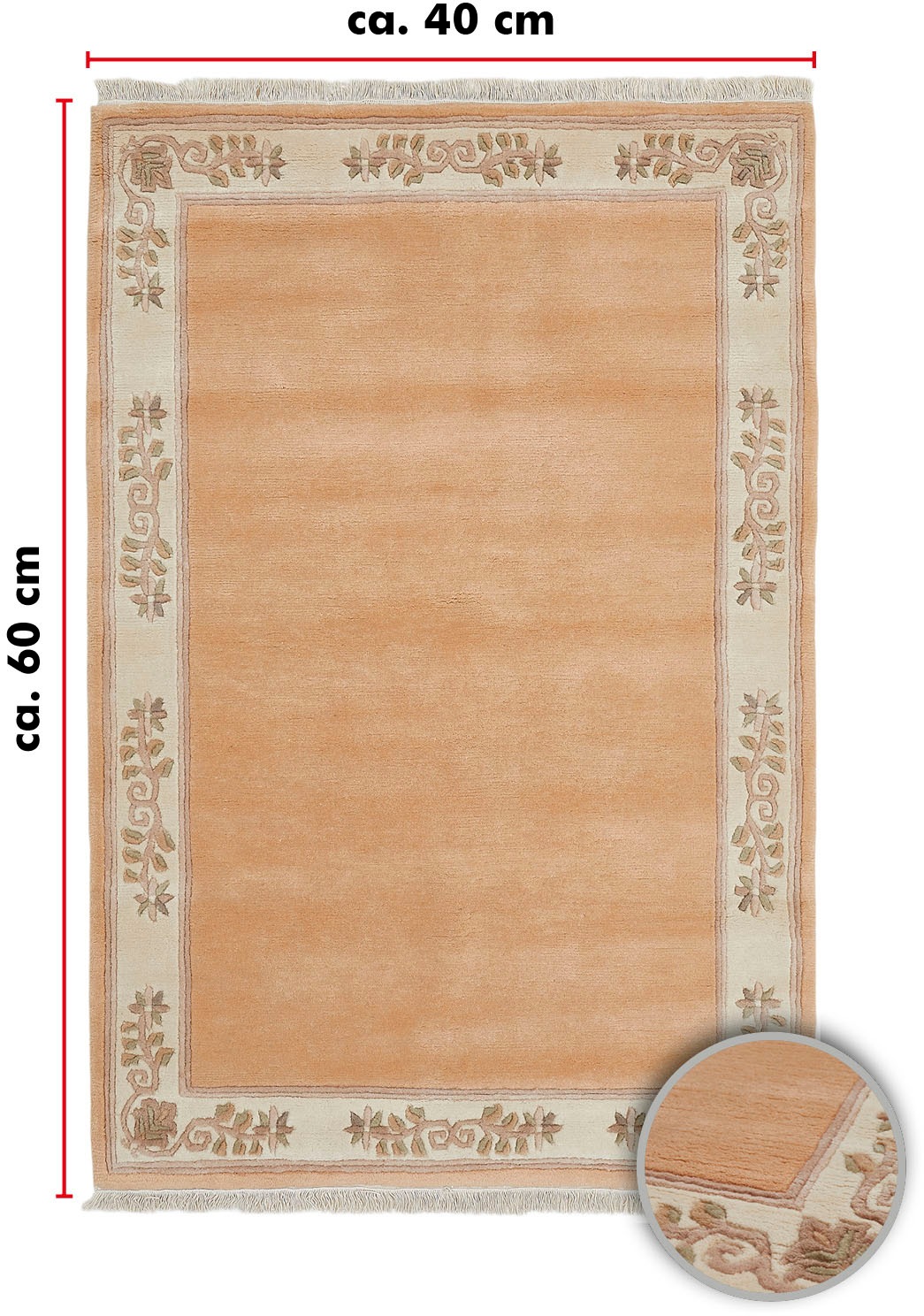 LUXOR living Wollteppich »Adour«, rechteckig, 18 mm Höhe, reine Wolle, handgeknüpft, mit Bordüre und Fransen, Wohnzimmer
