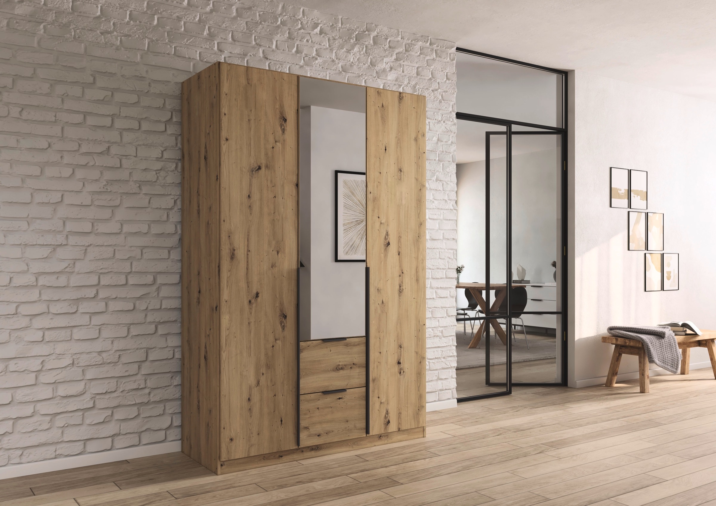 OTTO home Drehtürenschrank "Kleiderschrank Schrank Garderobe AGORDO mit Dek günstig online kaufen