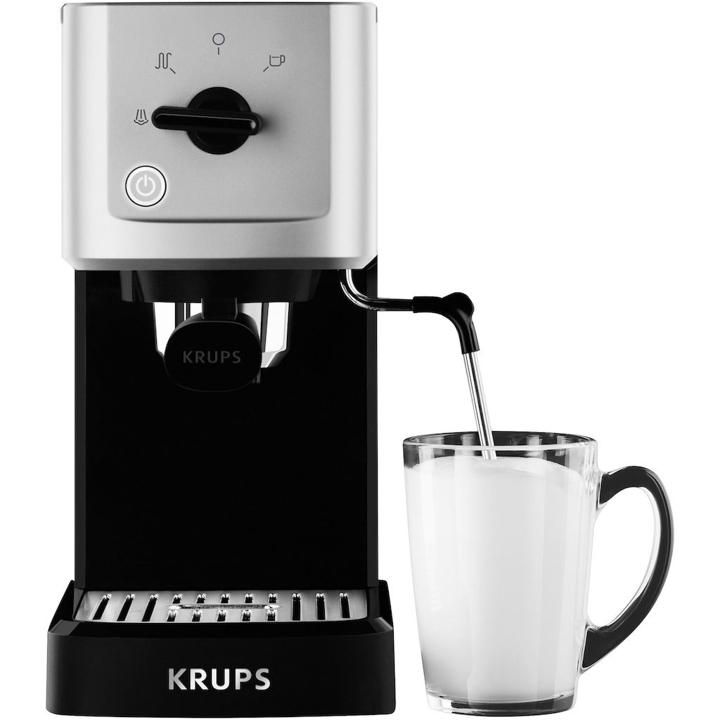 Krups Espressomaschine »Calvi Steam & Pump XP3440«, Edelstahl, 1 L Wassertank, Sehr kompakt, Schnelles Aufheizen