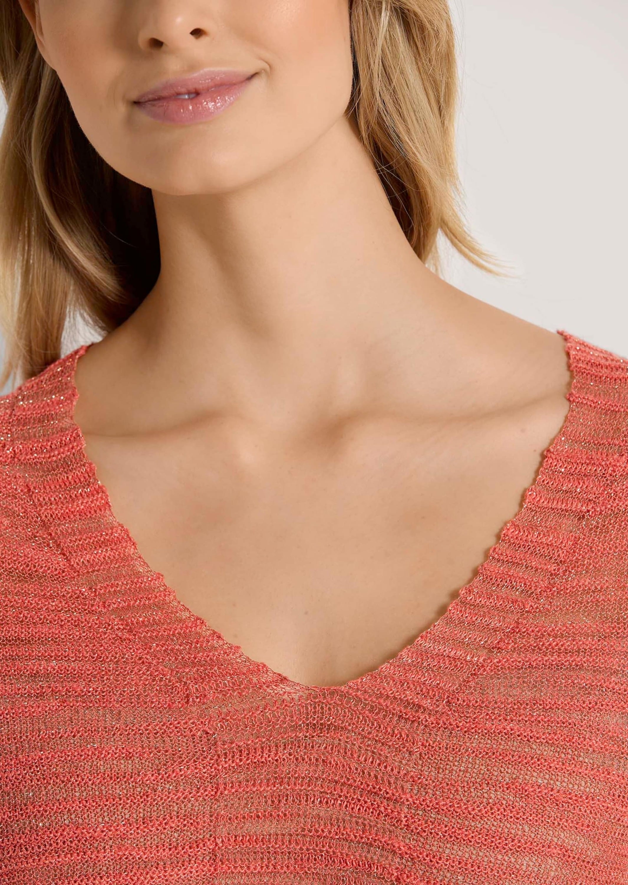 MADELEINE Longpullover »Pullover Halbarm-Pullover mit Glanz-Effekt«