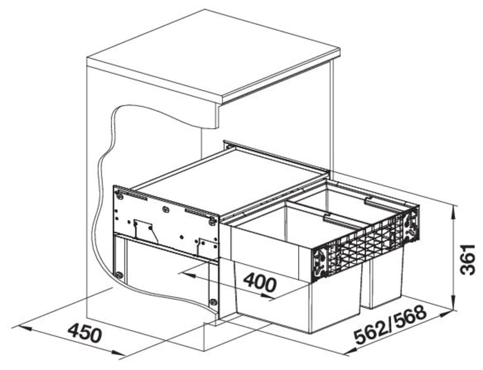 Blanco Mülltrennsystem »Select II 60/2«, 2 Behälter, Kunststoff, Stahlblech, 600 mm Untermass