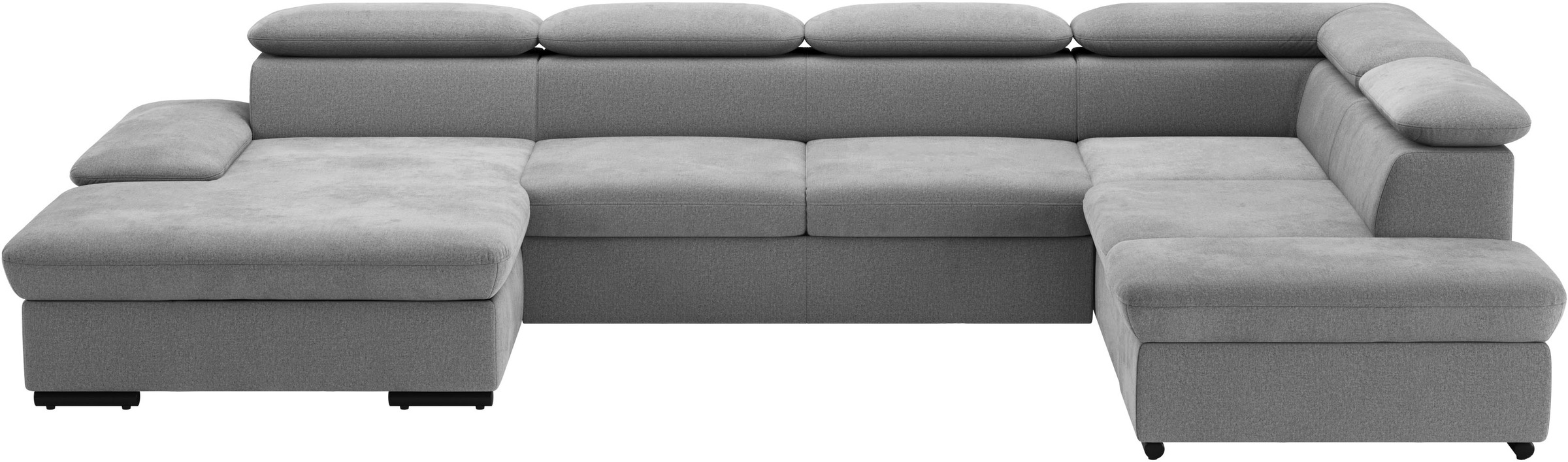 Wohnlandschaft SIT & MORE "Alcudia U-Form", grau, B:349cm H:73cm T:226cm, 100% Polyester, Sofas, Wohnlandschaft, wahlweise mit Bettfunktion