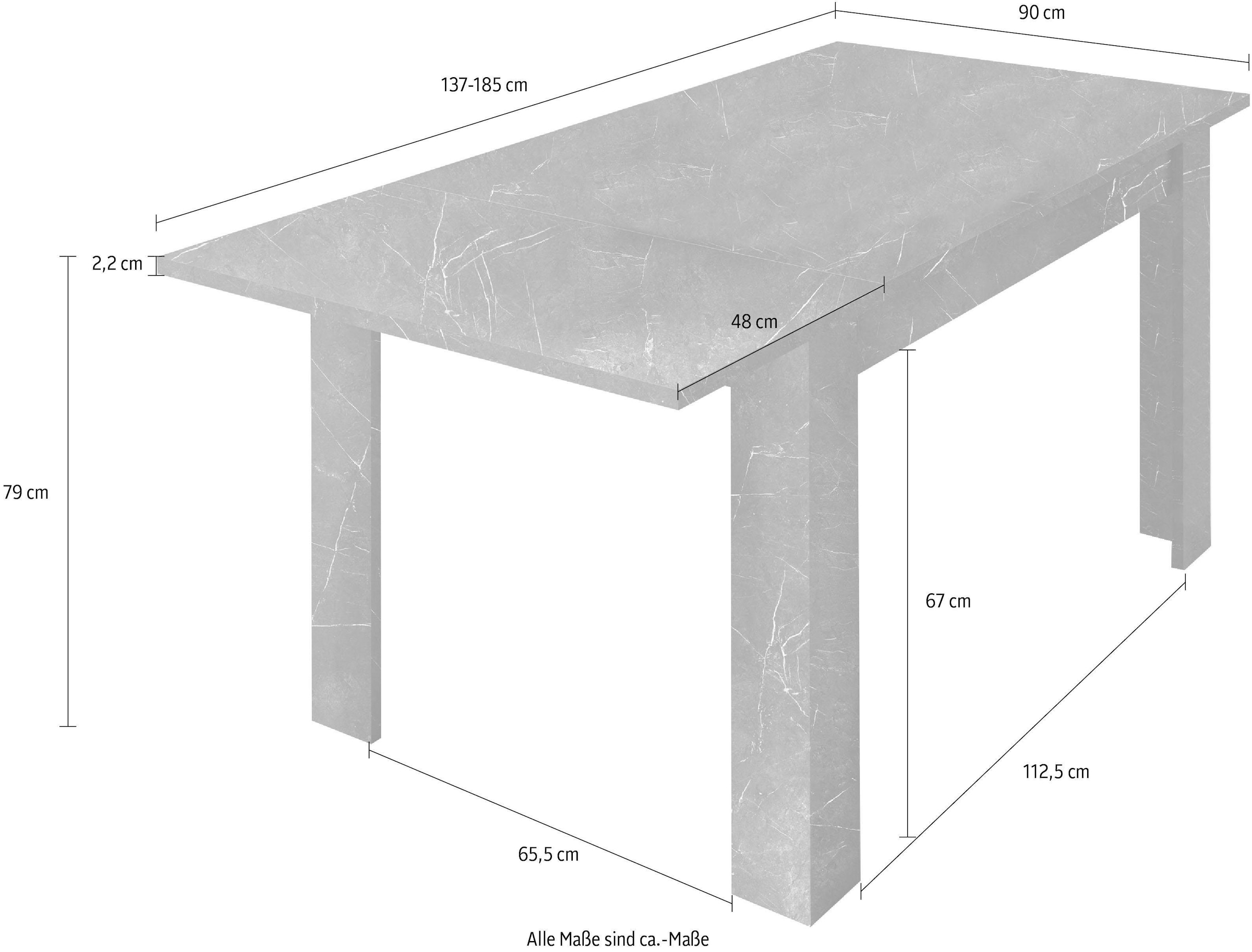 INOSIGN Esstisch »Carrara«, Breite 137-185 cm, inkl. Ansteckplatte