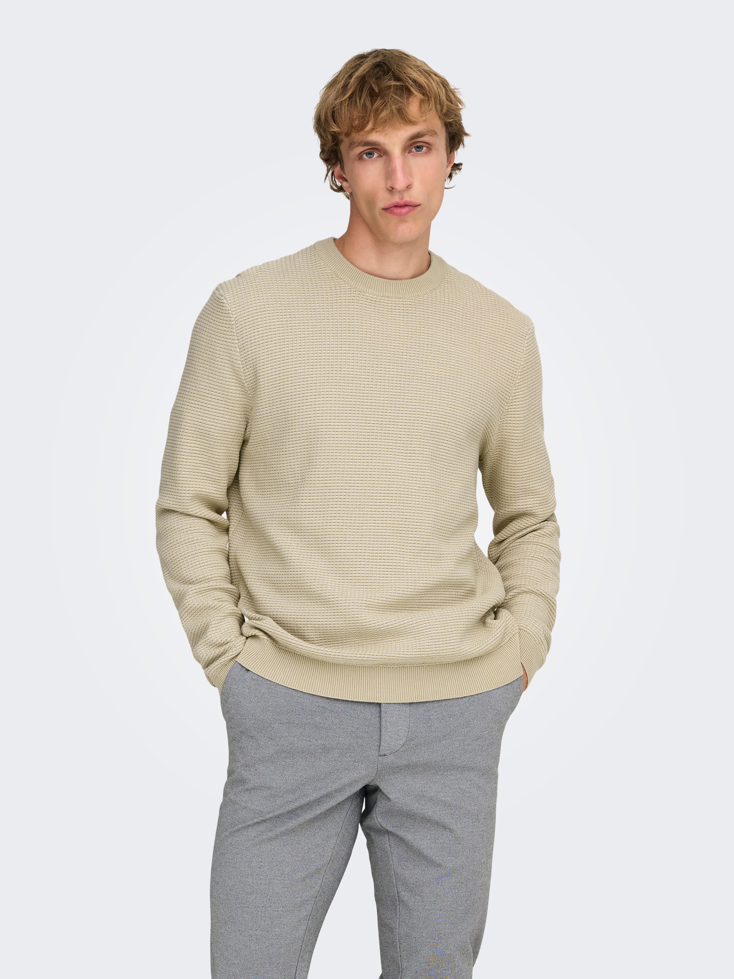 ONLY & SONS Strickpullover "ONSDAVE REG LS CREW NECK KNIT NOOS" Baumwolle, günstig online kaufen