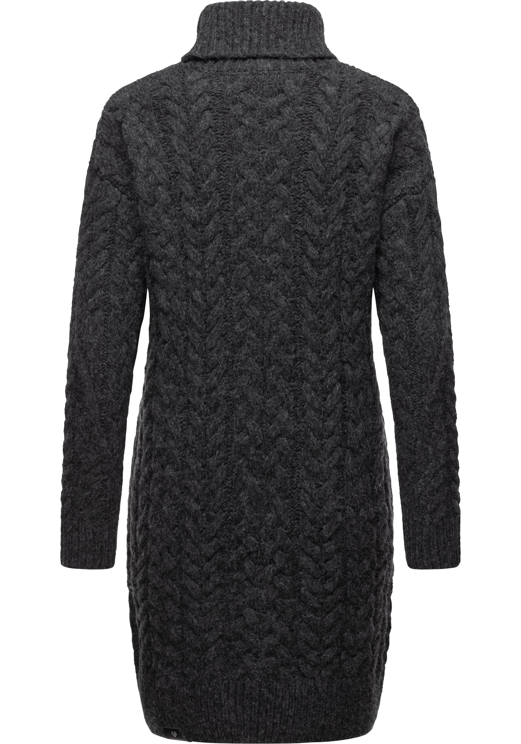 Thumbnail - Ragwear Strickkleid "Janna" Ohne Taschen warmes Zopfstrick-Midikleid mit breitem Rollkragen