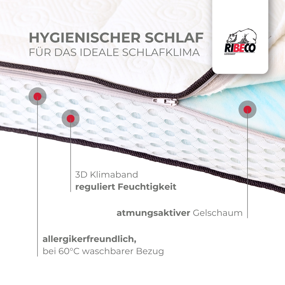 RIBECO Topper »Aaron MINI, Topper 90x200 cm,140x200, 180x200 cm & mehr« Matratze, Boxspringbett geeignet, ergonomisch, Made in EU, RG 40