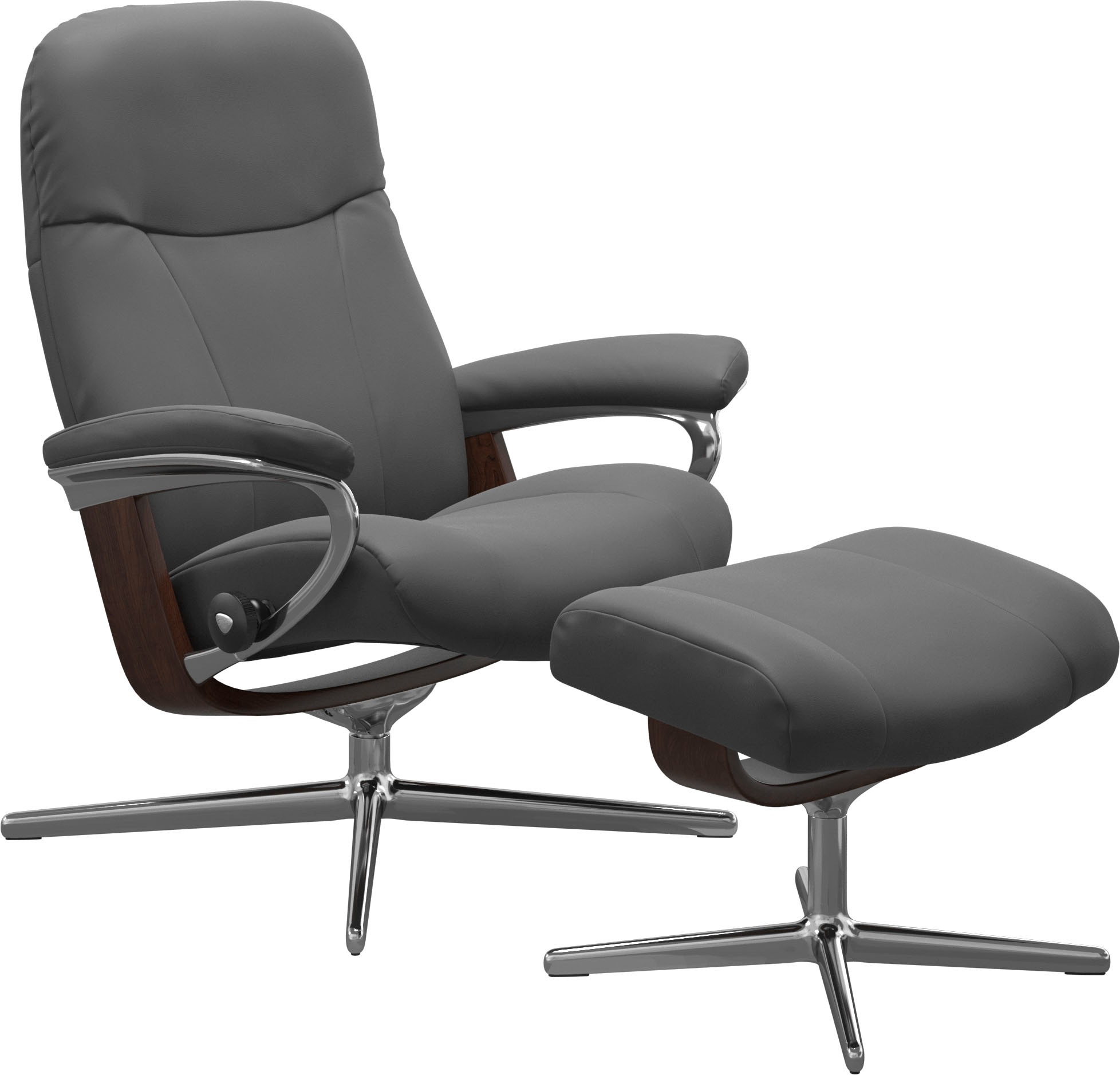 Stressless Relaxsessel "Garda", (Set, Relaxsessel mit Hocker), mit Hocker, mit Cross Base, Größe M & L, Holzakzent Braun