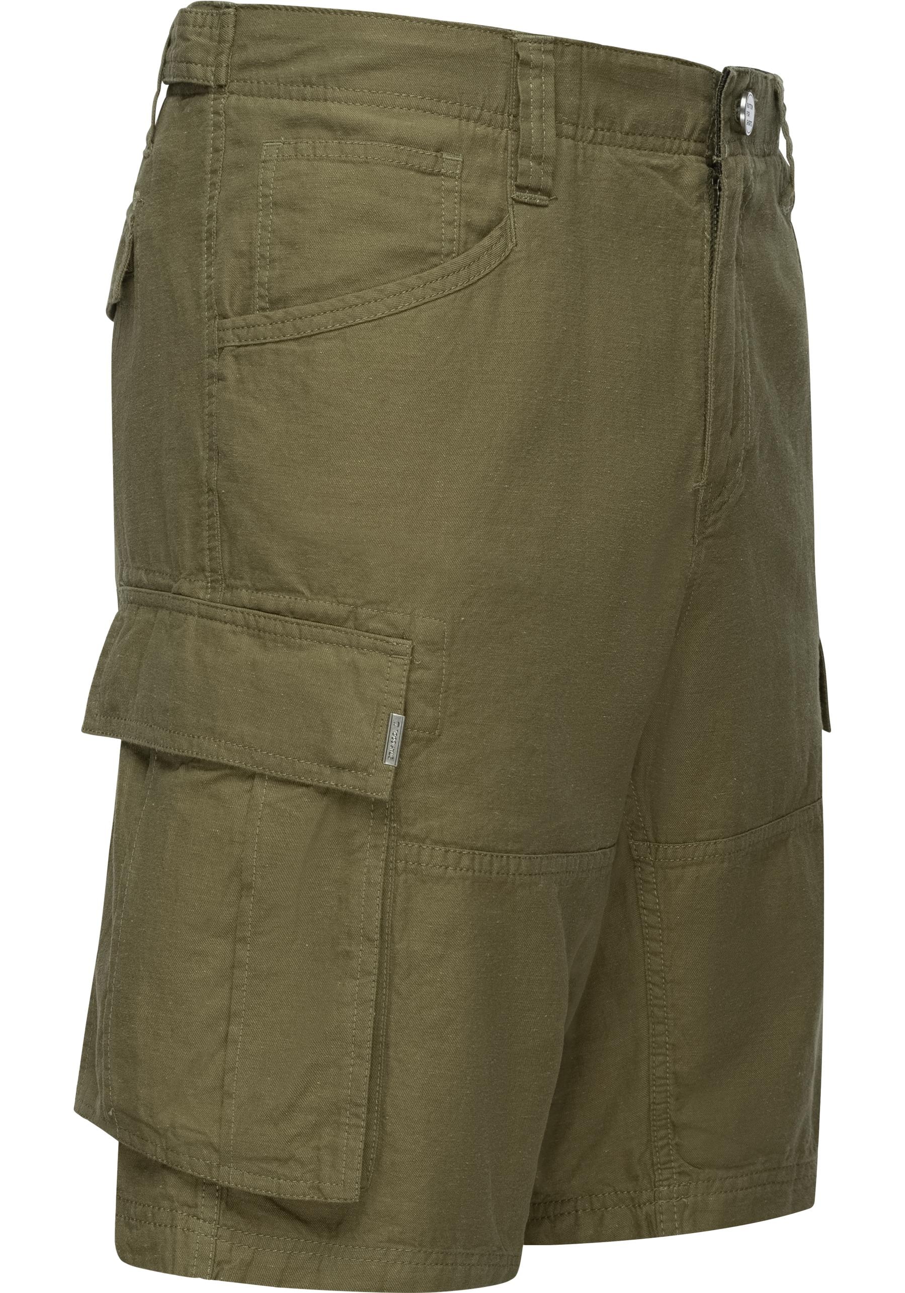 Ragwear Shorts "Merly Linen", (1 tlg.), Kurze Leinenhose in Cargo-Optik