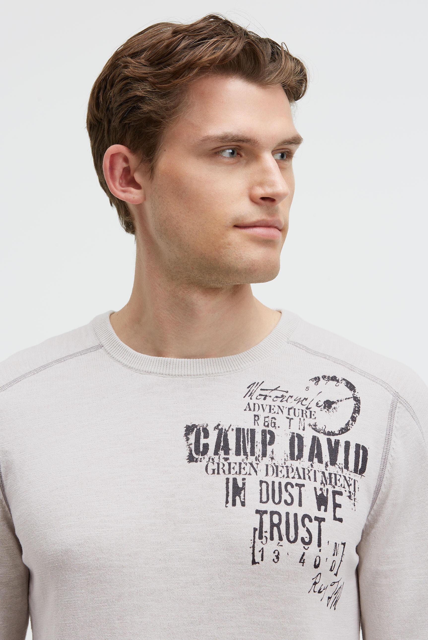 CAMP DAVID Rundhalspullover aus Baumwolle