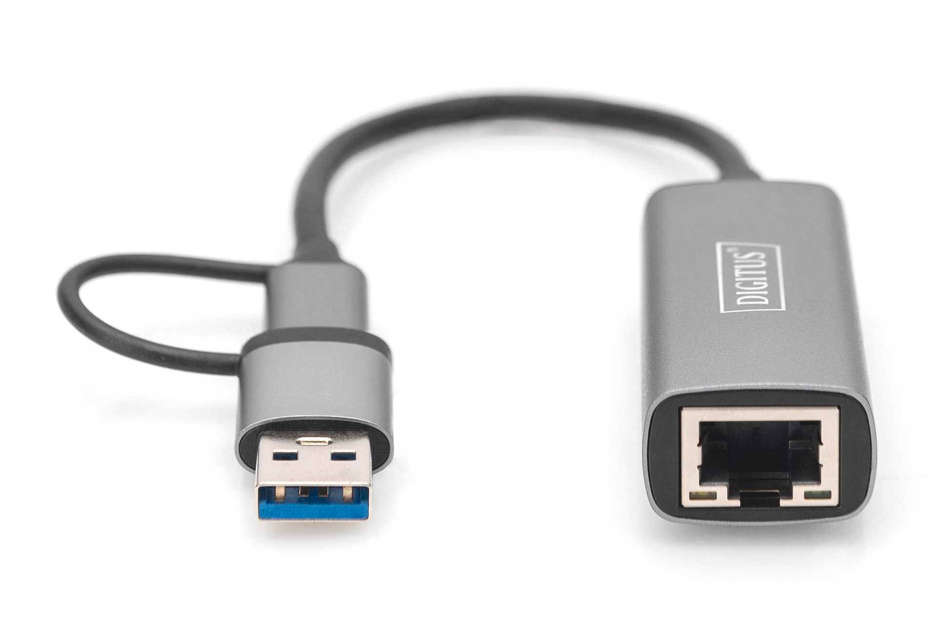 Digitus Netzwerk-Adapter »USB-C Gigabit Ethernet Adapter 2.5G, USB-C + USB A«, 15 cm