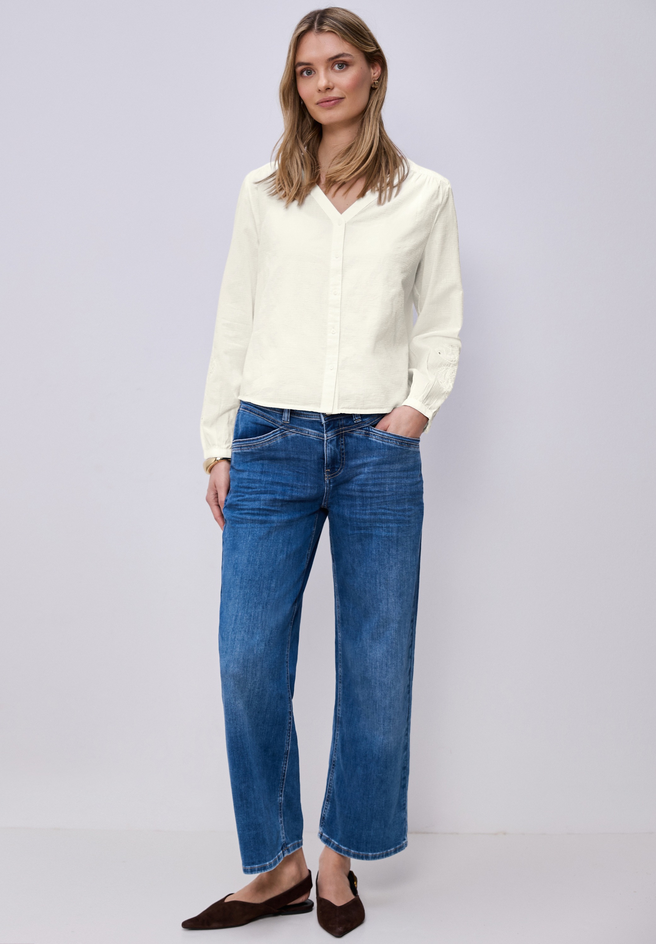 STREET ONE Langarmbluse aus reiner Baumwolle