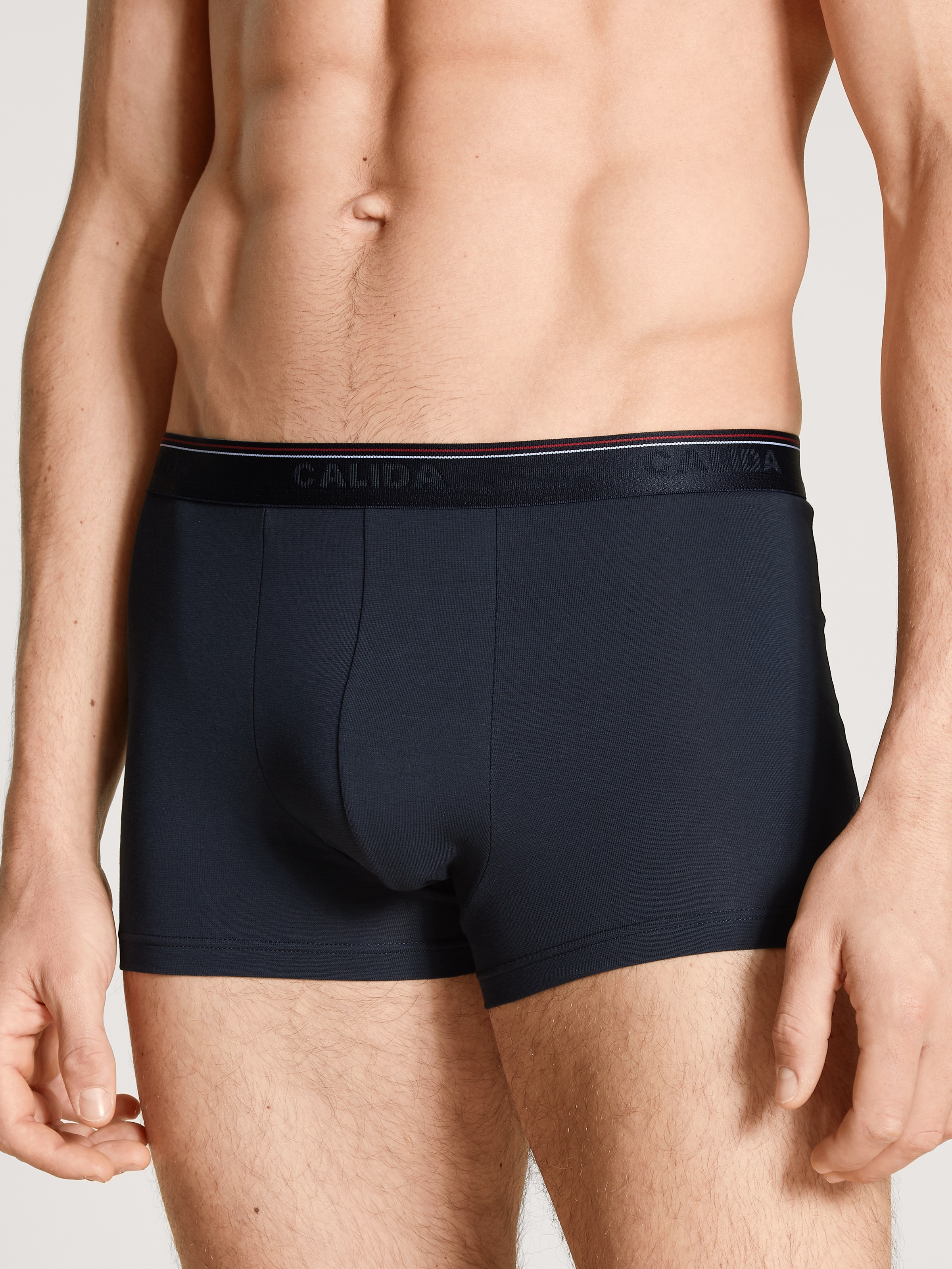 Boxershorts CALIDA "Natural Benefit", Herren, Gr. S (46/48), blau (navy), Single Jersey, Obermaterial: 95% Baumwolle, 5% Elasthan, gemustert, normal, Unterhosen, Single Jersey-Qualität, elastisch 3