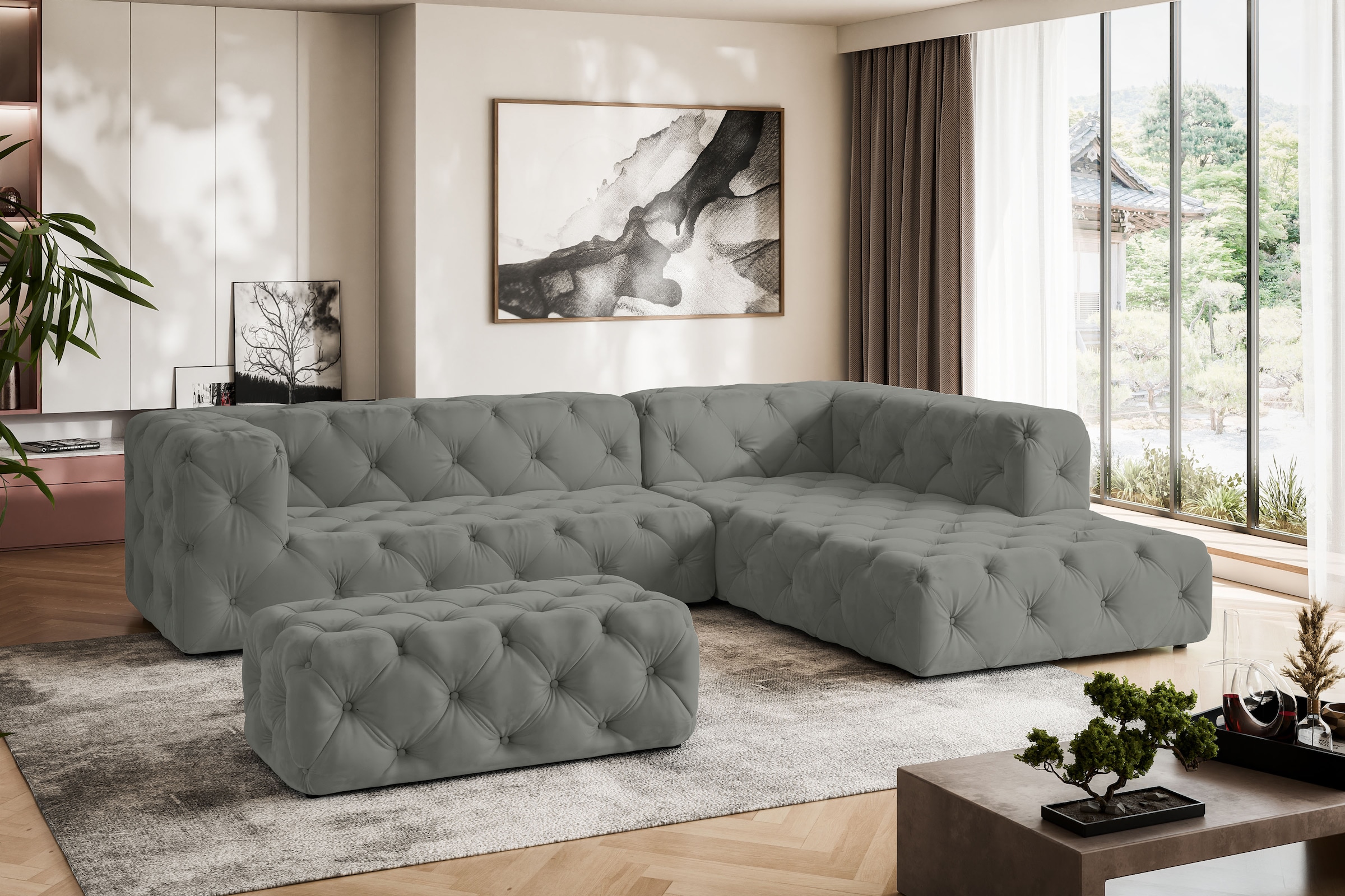 Home affaire Ecksofa "FOLLINA" L-Form, mit klassischer Chesterfield-Knopfhe günstig online kaufen