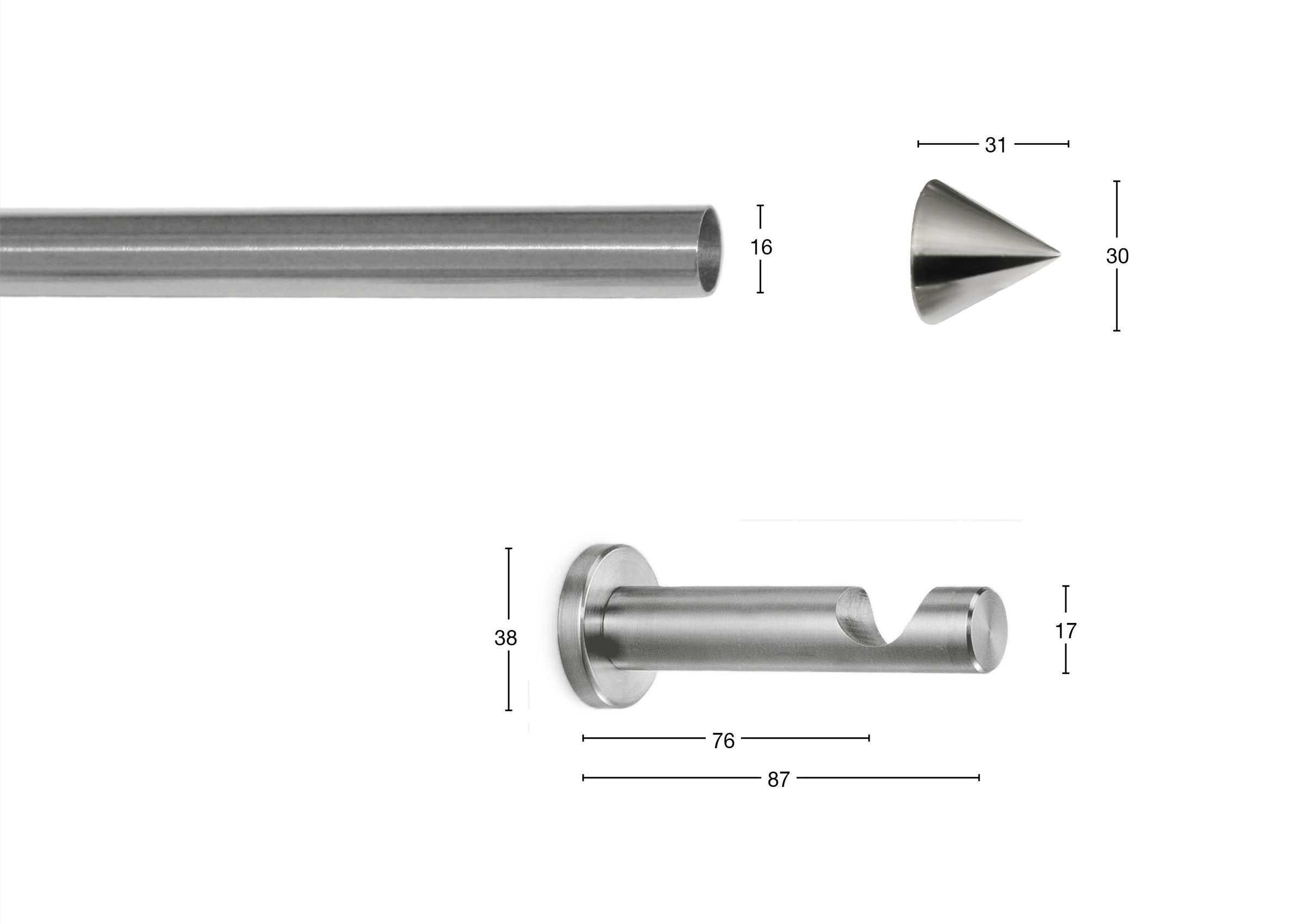GARESA Gardinenstange "DIAMANT" Ø 16 mm 1 läufig-läufig Wunschmaßlänge Vorh günstig online kaufen