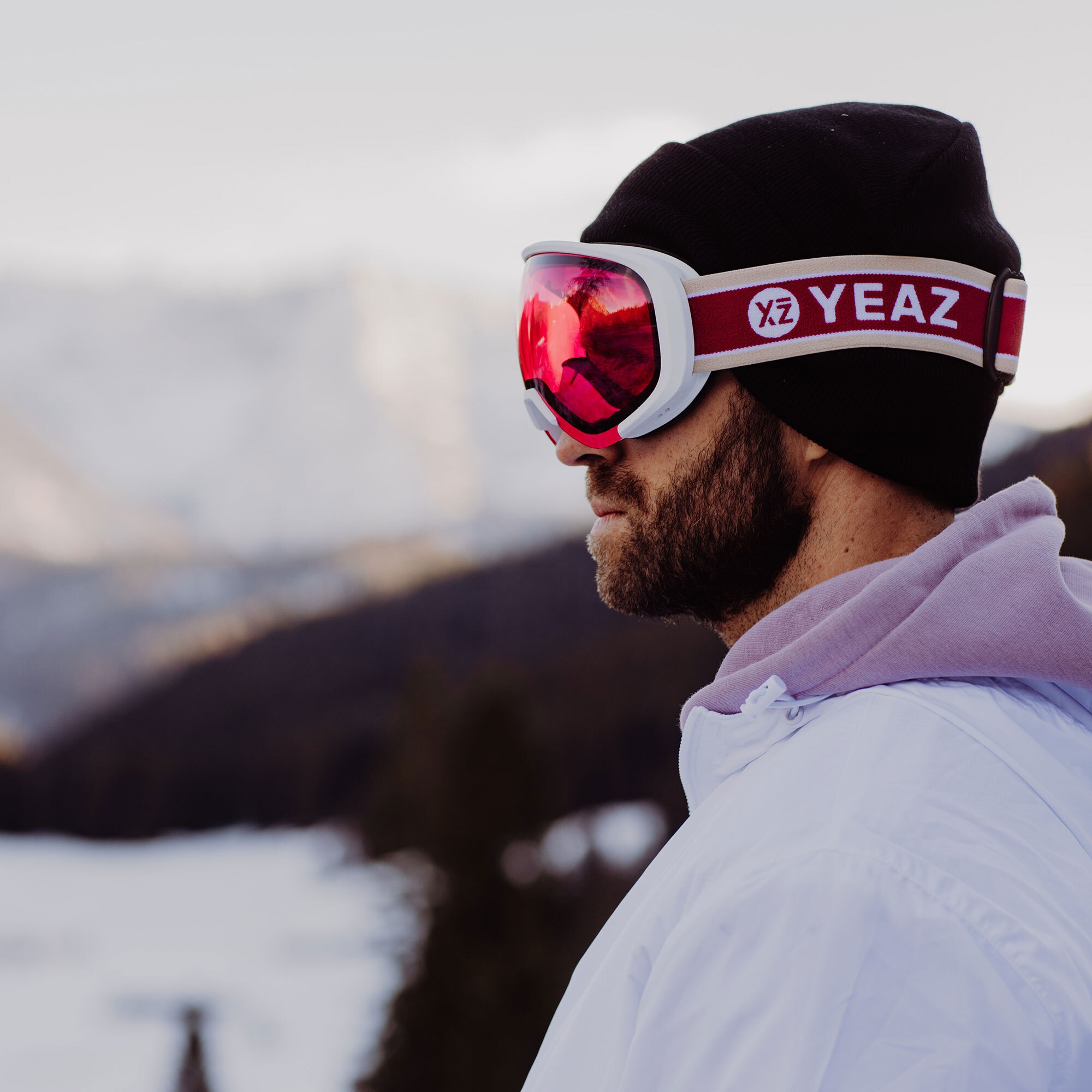 YEAZ Skibrille »Ski- und Snowboard-Brille rot/matt weiß BLACK RUN«