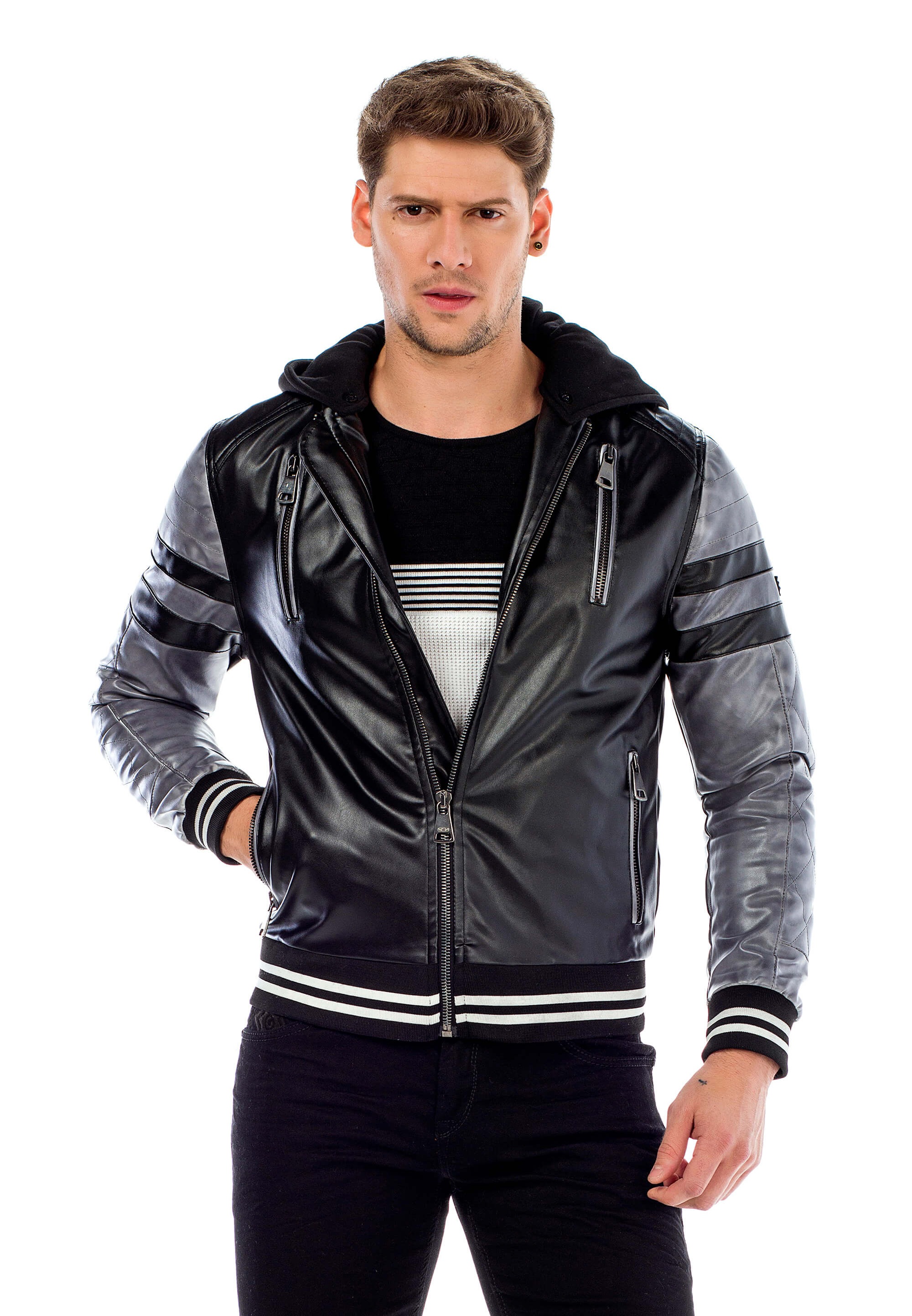 Cipo & Baxx Collegejacke, mit abnehmbarer Kapuze