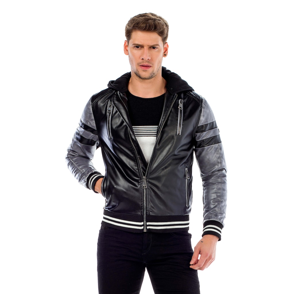 Cipo & Baxx Collegejacke, mit abnehmbarer Kapuze