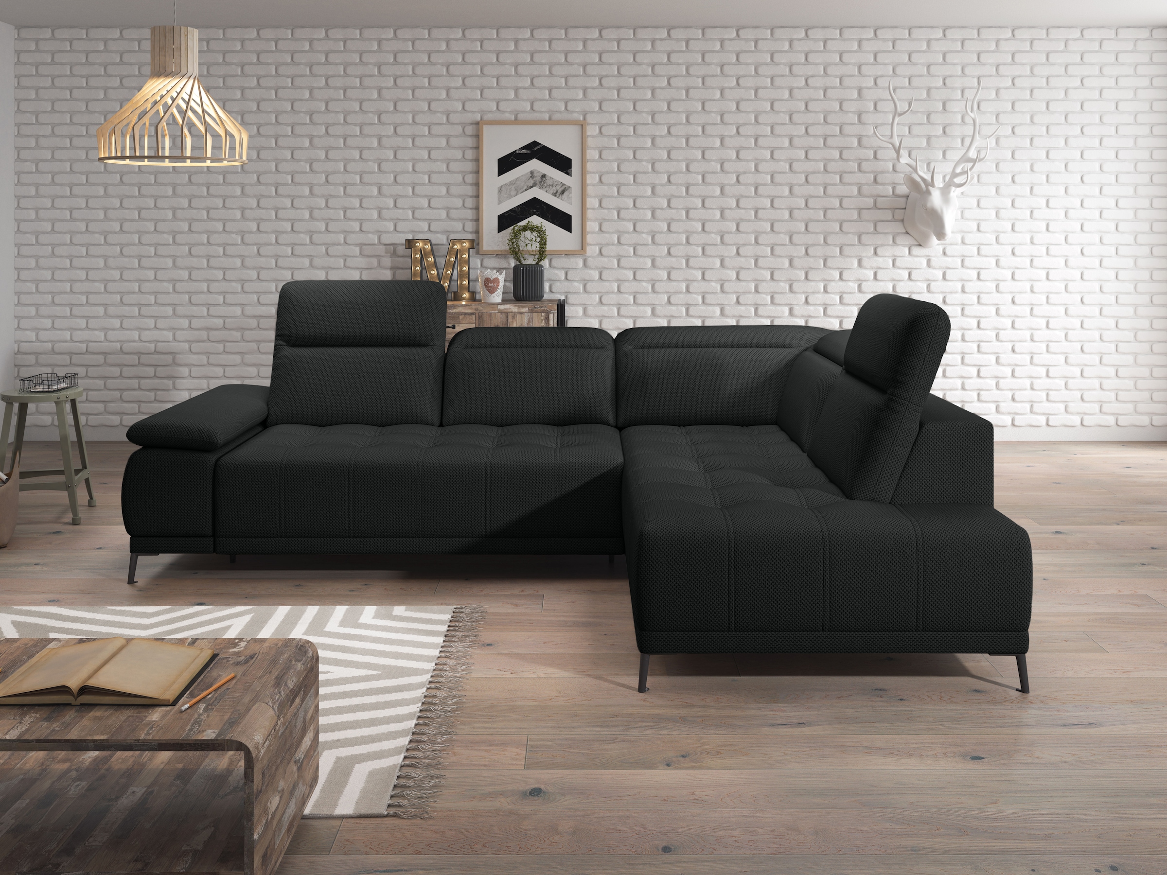 WERK2 Ecksofa "Focus-L, elektrisch erweiterbare Sitztiefe um ca. 30 cm, L-F günstig online kaufen