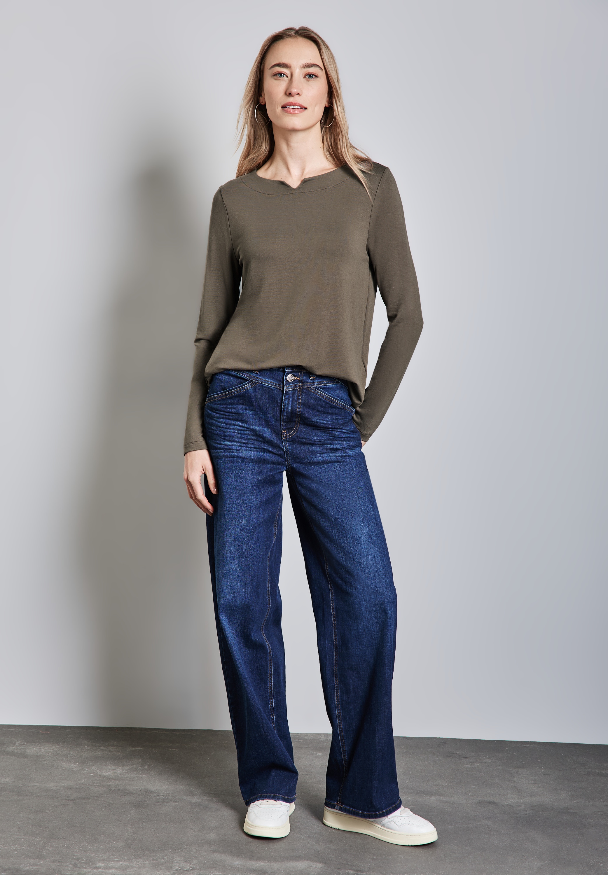 STREET ONE Langarmshirt, mit Elastiksaum