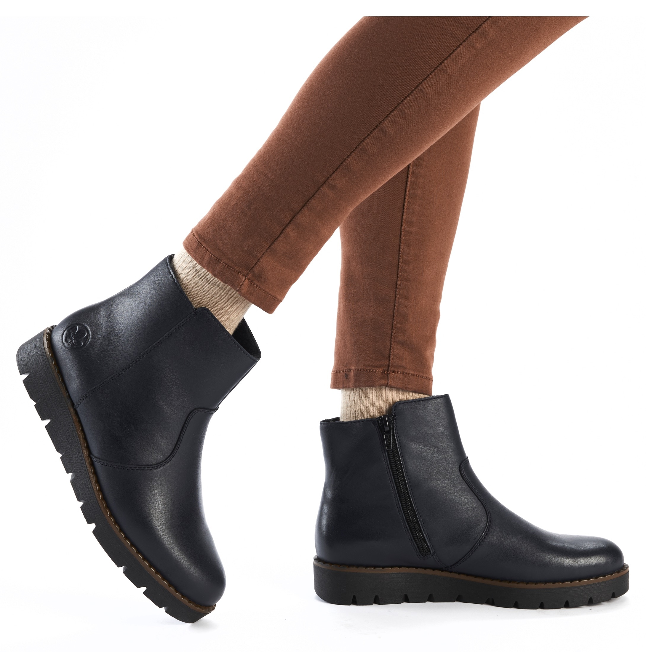 Rieker Schlupfboots, Stiefelette, Casual-Boots, Basic-Boots mit Innenreißverschluss