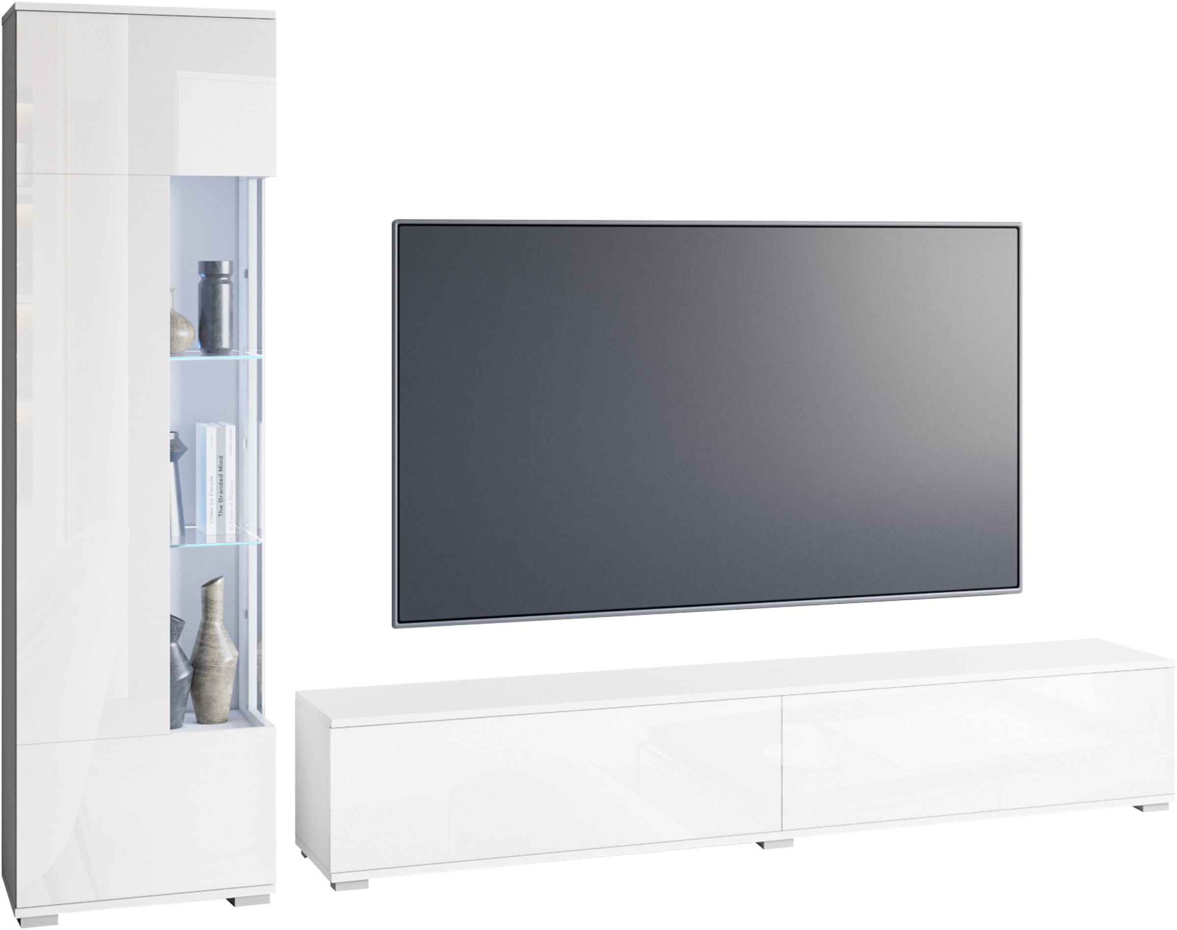 INOSIGN Wohnwand "Kenia, Vitrine Türanschlag links/rechts wechselbar", (Kom günstig online kaufen