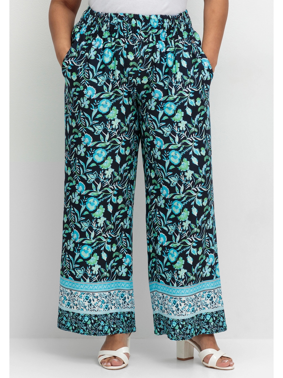 Sheego Schlupfhose »Große Größen«, mit Blumenprint und Smokbund