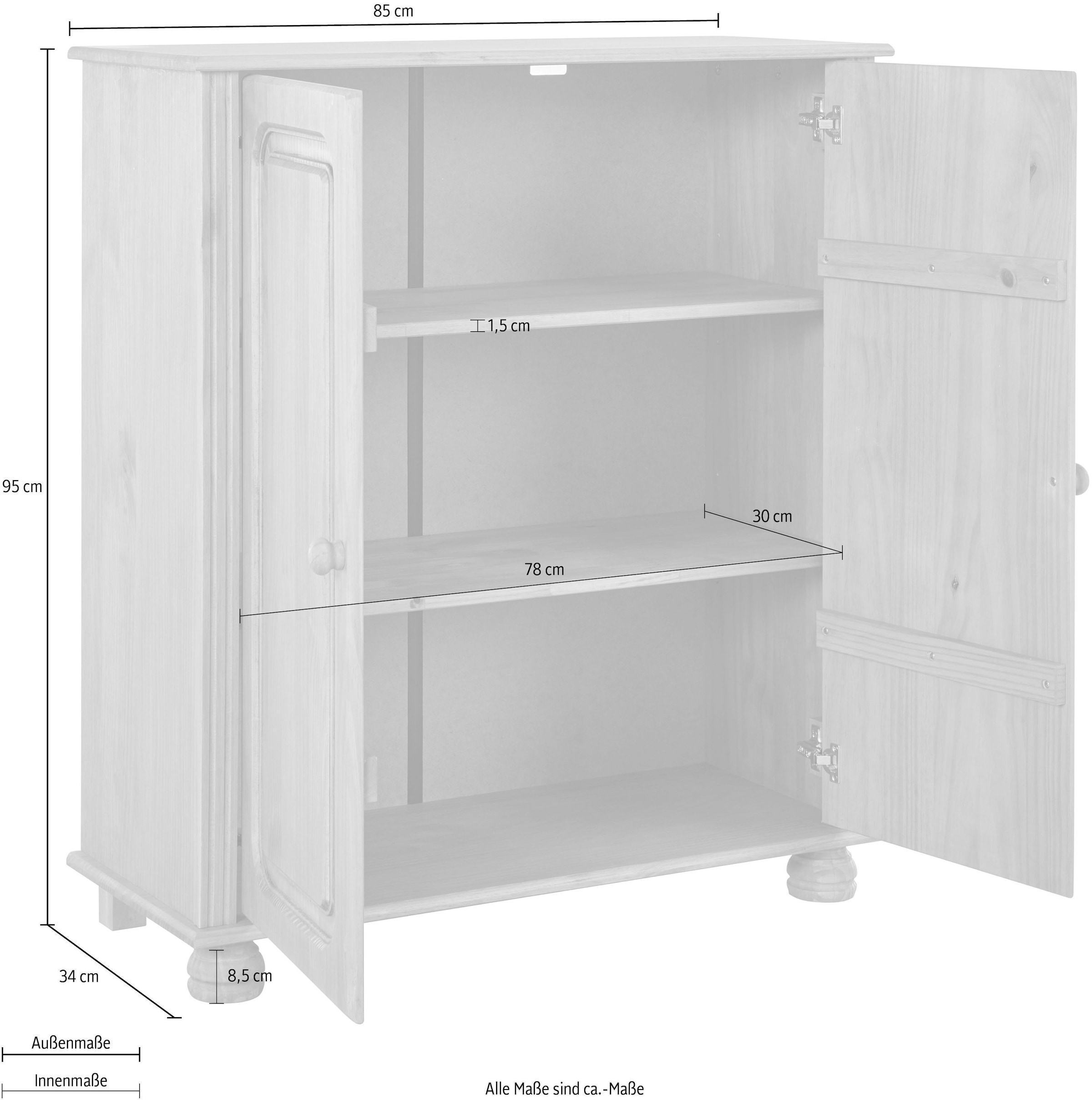 Home affaire Midischrank »Mette«, Mit Höhe BAUR cm bestellen 85cm, 34 Einlegeböden, | Breite 2 95 Tiefe cm