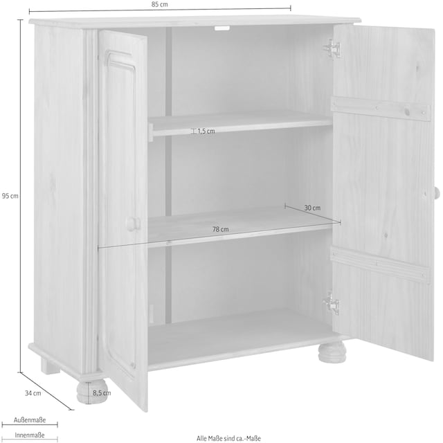 Home affaire Midischrank »Mette«, Mit 2 Einlegeböden, Breite 85cm, Tiefe 34  cm, Höhe 95 cm bestellen | BAUR