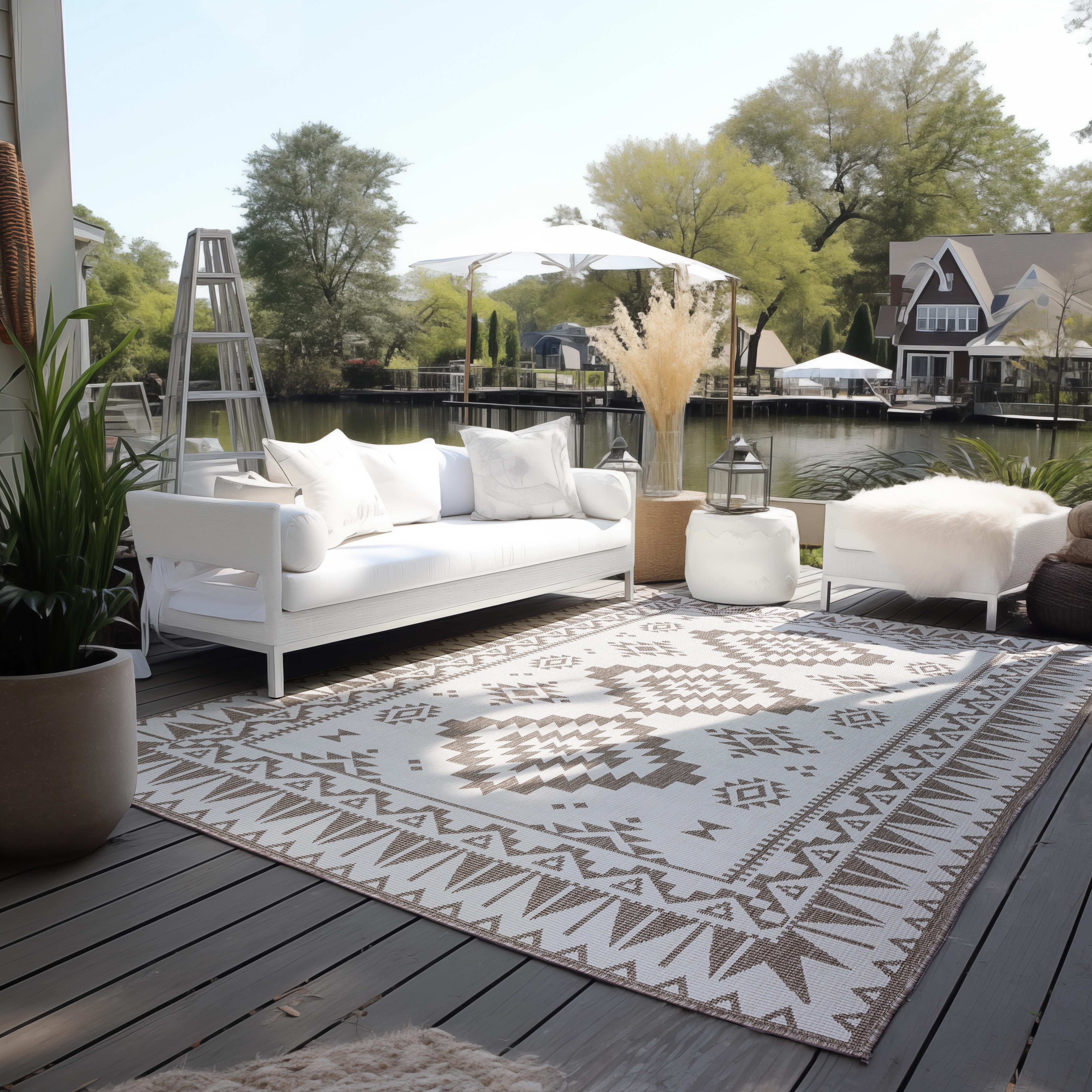 ELLE DECORATION Teppich "Dynamic, Wendeteppich" rechteckig 5 mm Höhe Flachgewebe, In-& Outdoor, Modern, wendbar, Balkon, Wohnzimmer, Außen