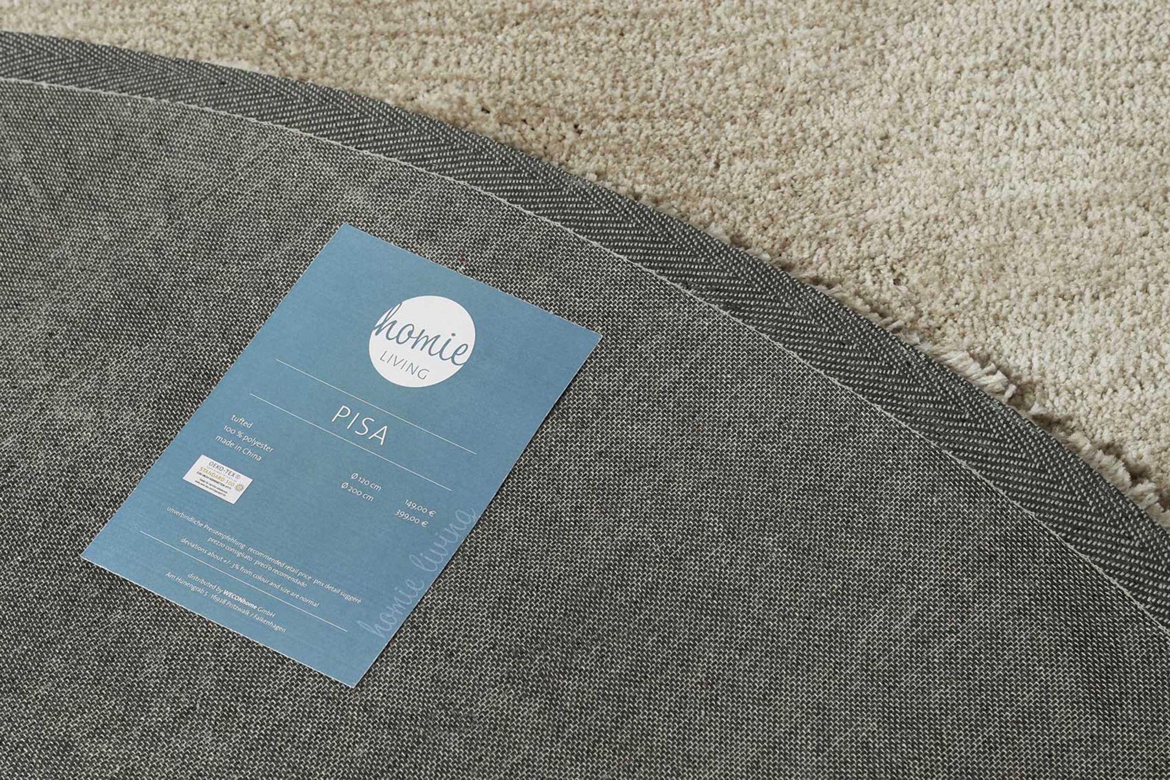 Homie Living Teppich »Pisa«, rund, 25 mm Höhe, Hochflor, Microfaser, uni, weich, Shaggy, Wohnzimmer, Schlafzimmer