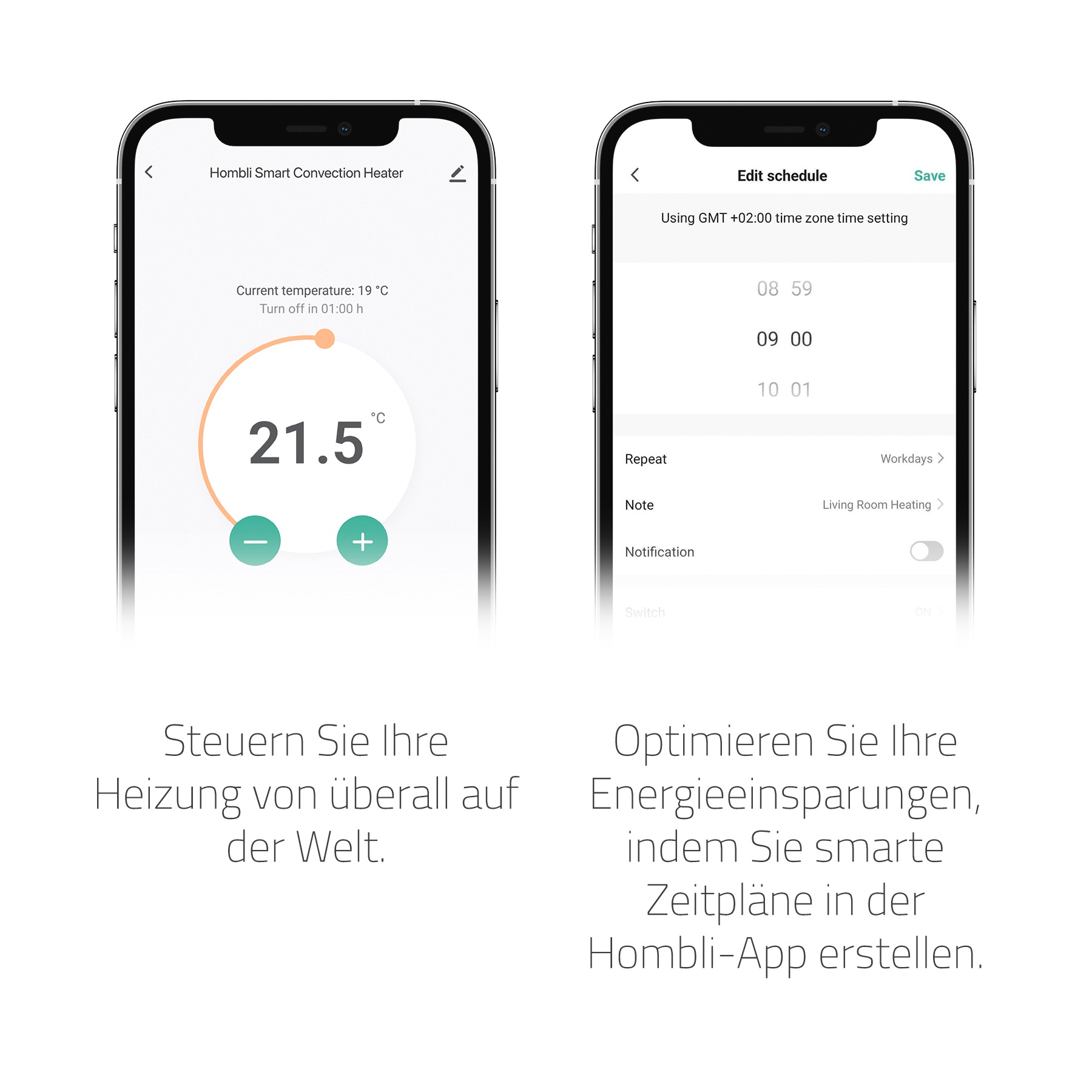 Hombli Smart-Home-Zubehör »Glass Convection Heater«, 2000 W