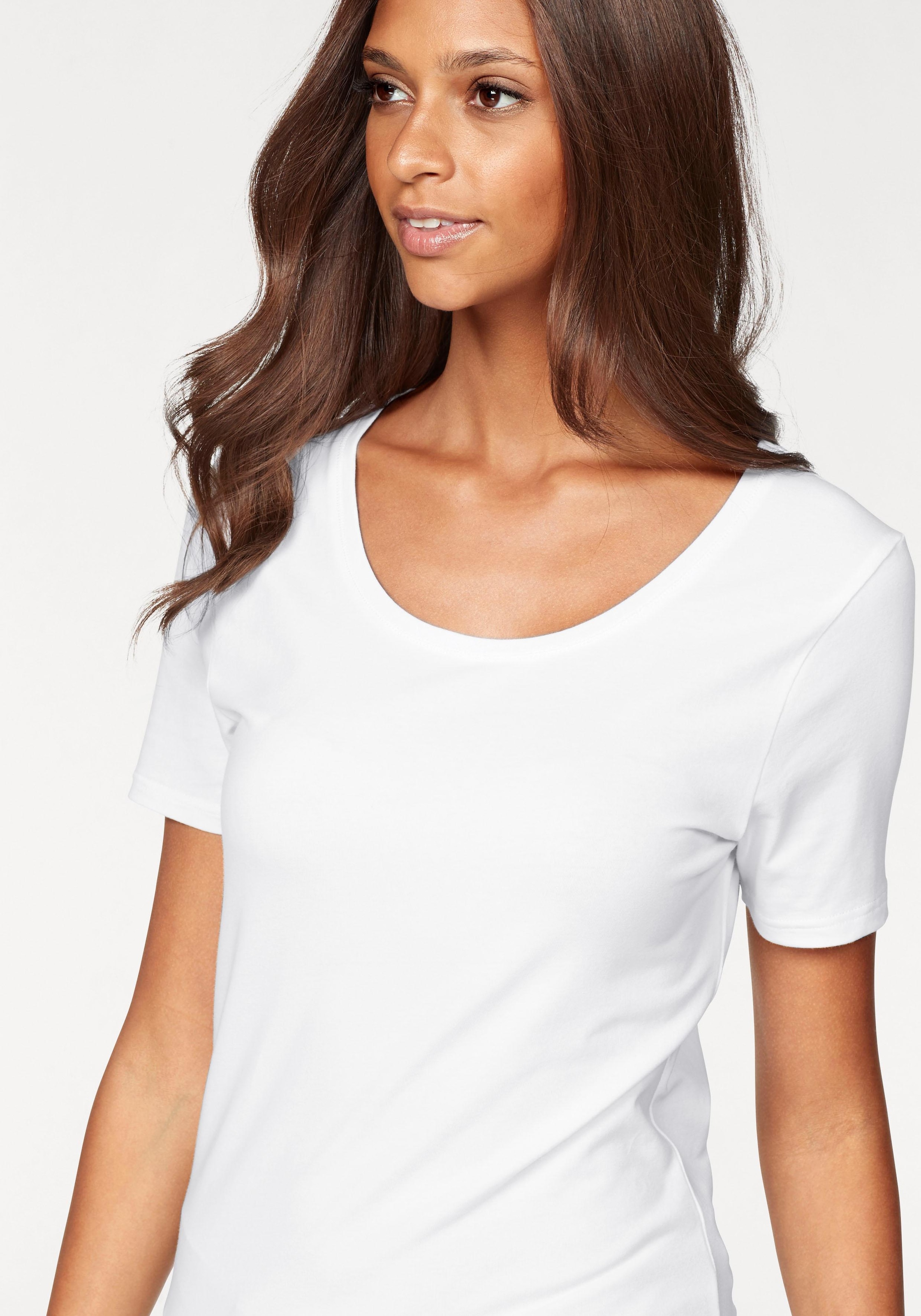 Vivance T-Shirt »aus elastischer Baumwoll-Qualität«, (2er-Pack)