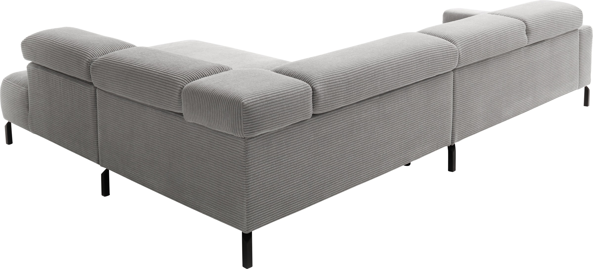 Places of Style Ecksofa »Antonelli, L-Form, inkl. Kopfteilverstellung, Breite 312 cm«, mit elektrischer Sitztiefenverstellung, in Cord, grau