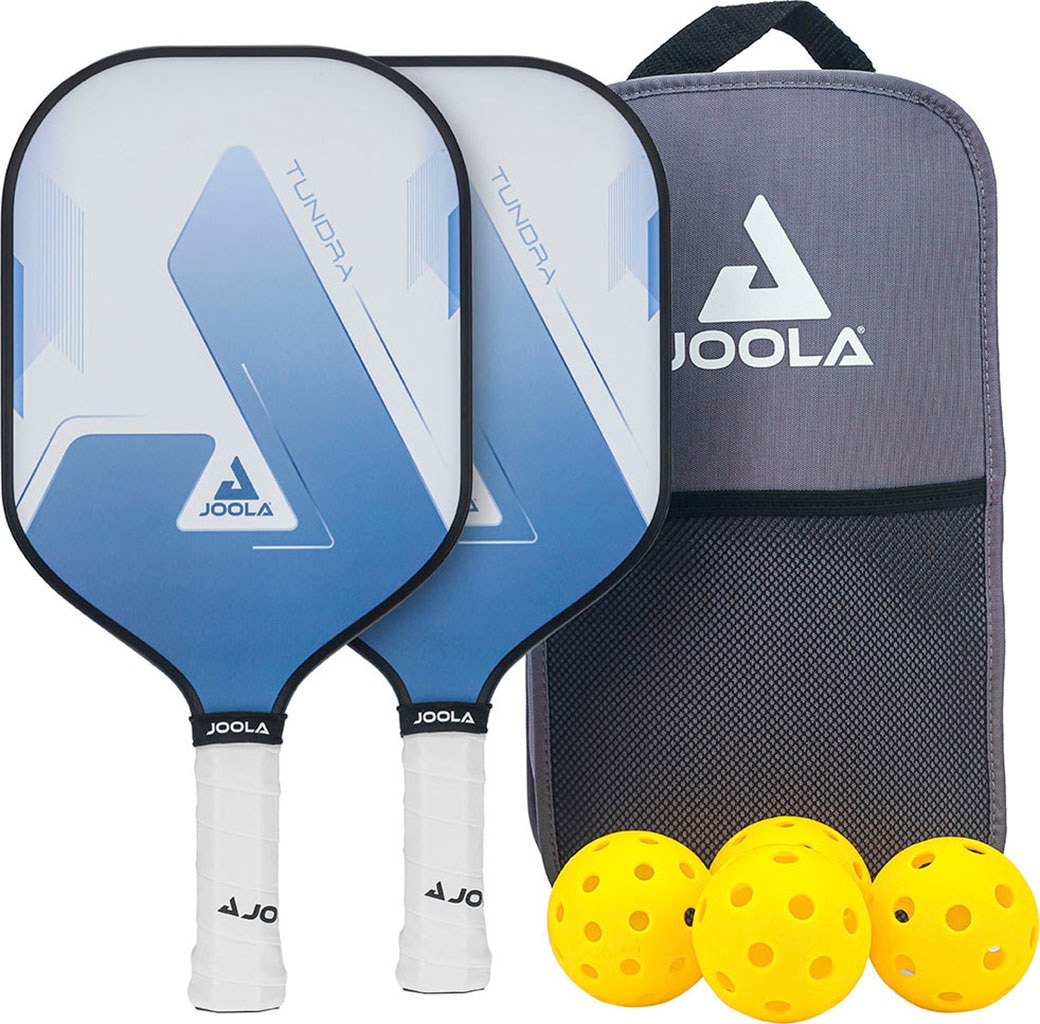 JOOLA Pickleballschläger "Tundra Pickleball Set", B:200mm L:406mm T:10mm, blau, Racketsportschläger, Inklusive 2 Schläger, 4 Bällen und Tasche, ideal