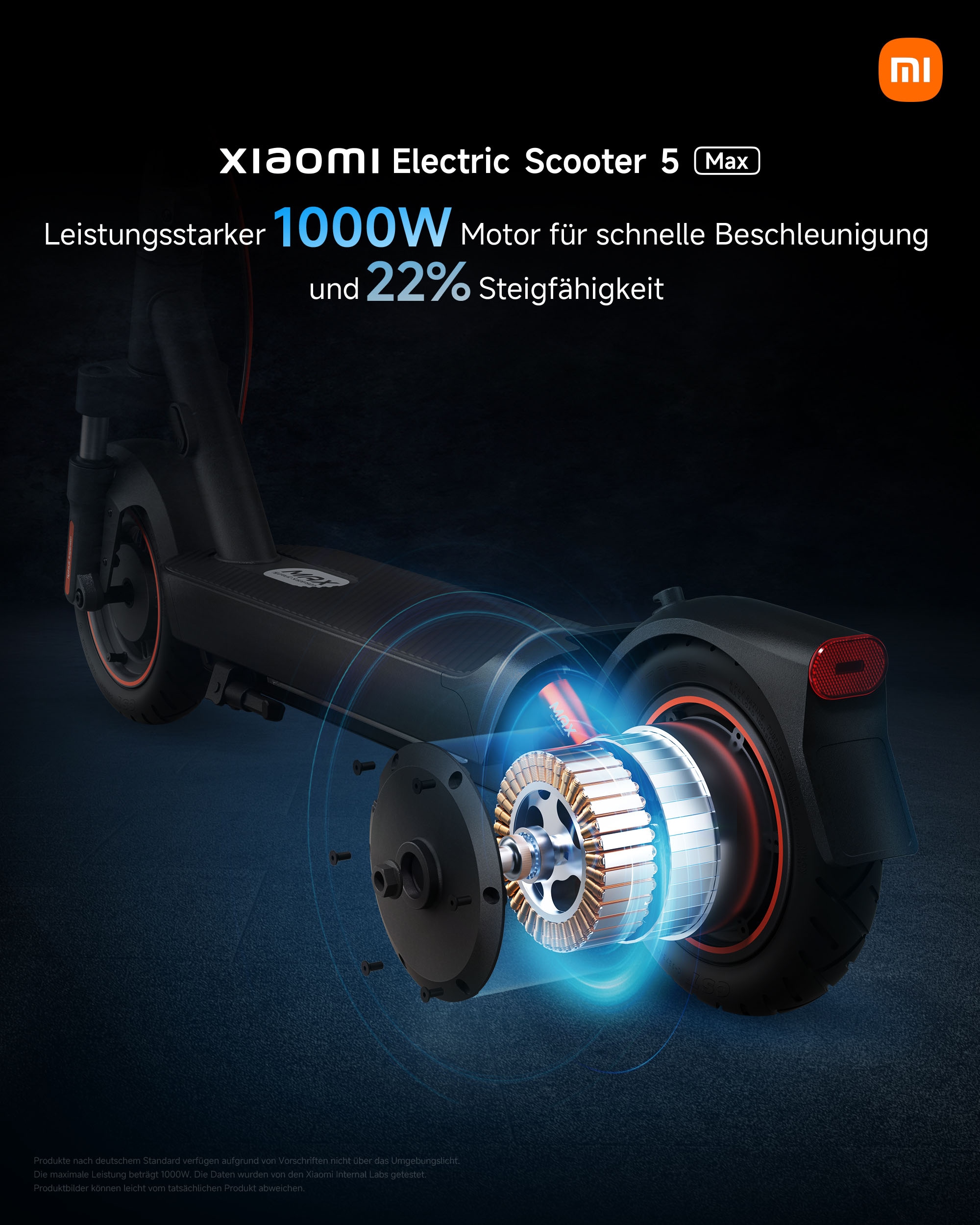 Xiaomi E-Scooter »Electric Scooter 5 Max«, Electric Scooter, mit Straßenzulassung, bis zu 60 km Reichweite
