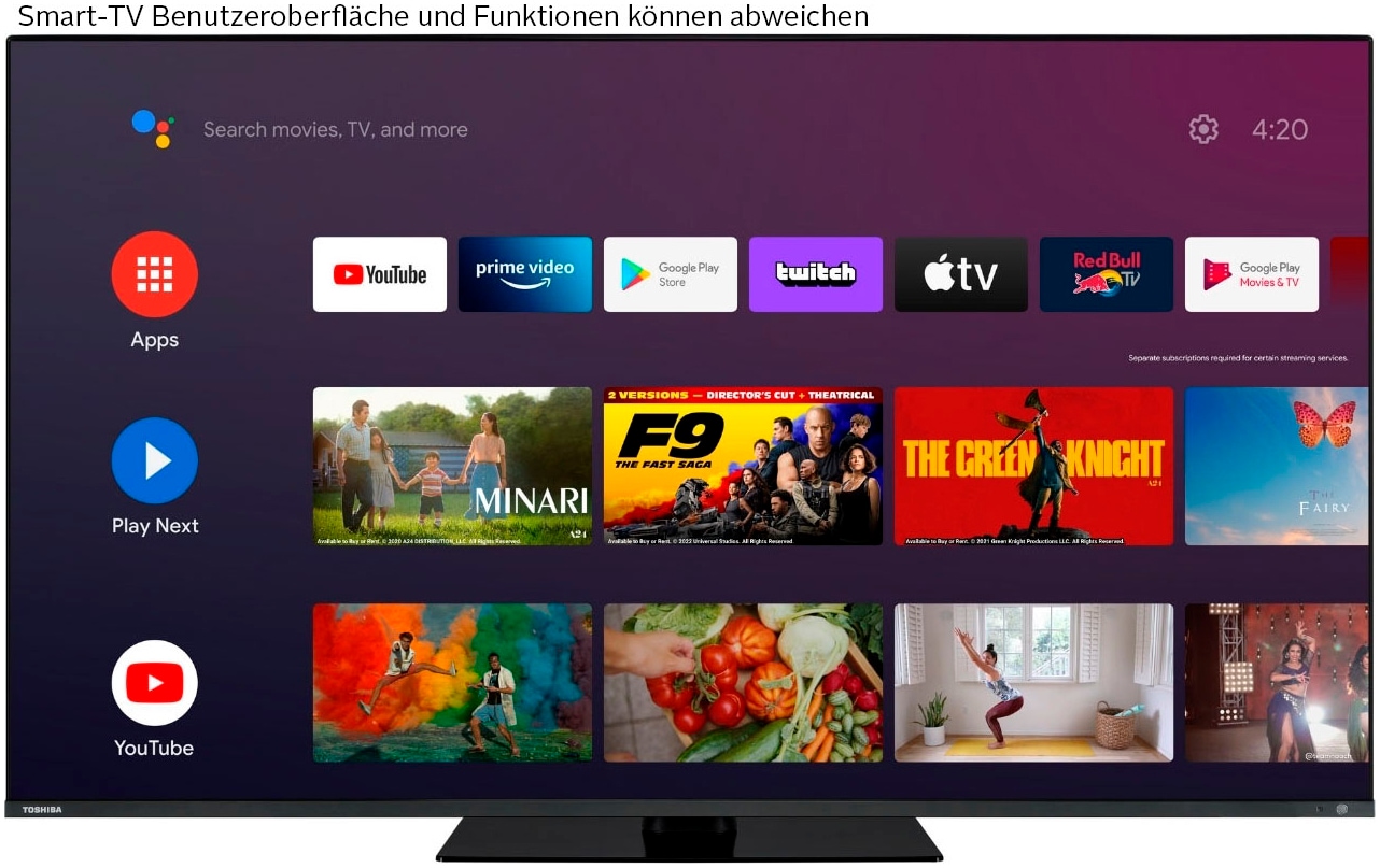 Toshiba LED-Fernseher, 139 cm/55 Zoll, 4K Ultra HD, Smart-TV-Android TV