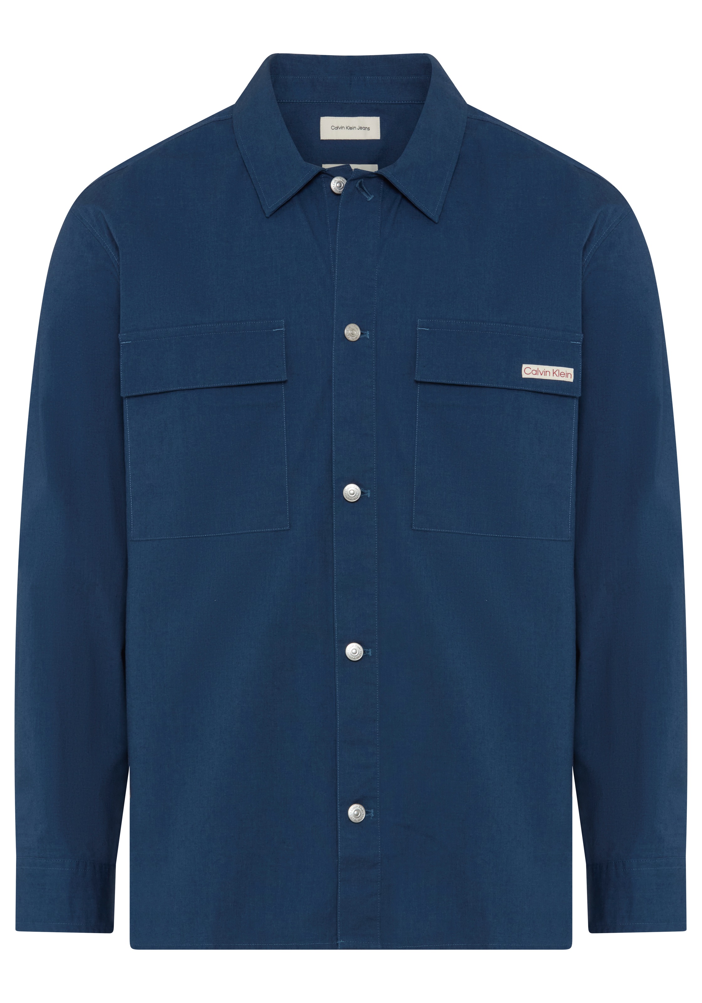 Calvin Klein Jeans Outdoorhemd "Overshirt LS COTTON NYLON UTI" bequeme Passform, Hemdkragen, Markenlabel