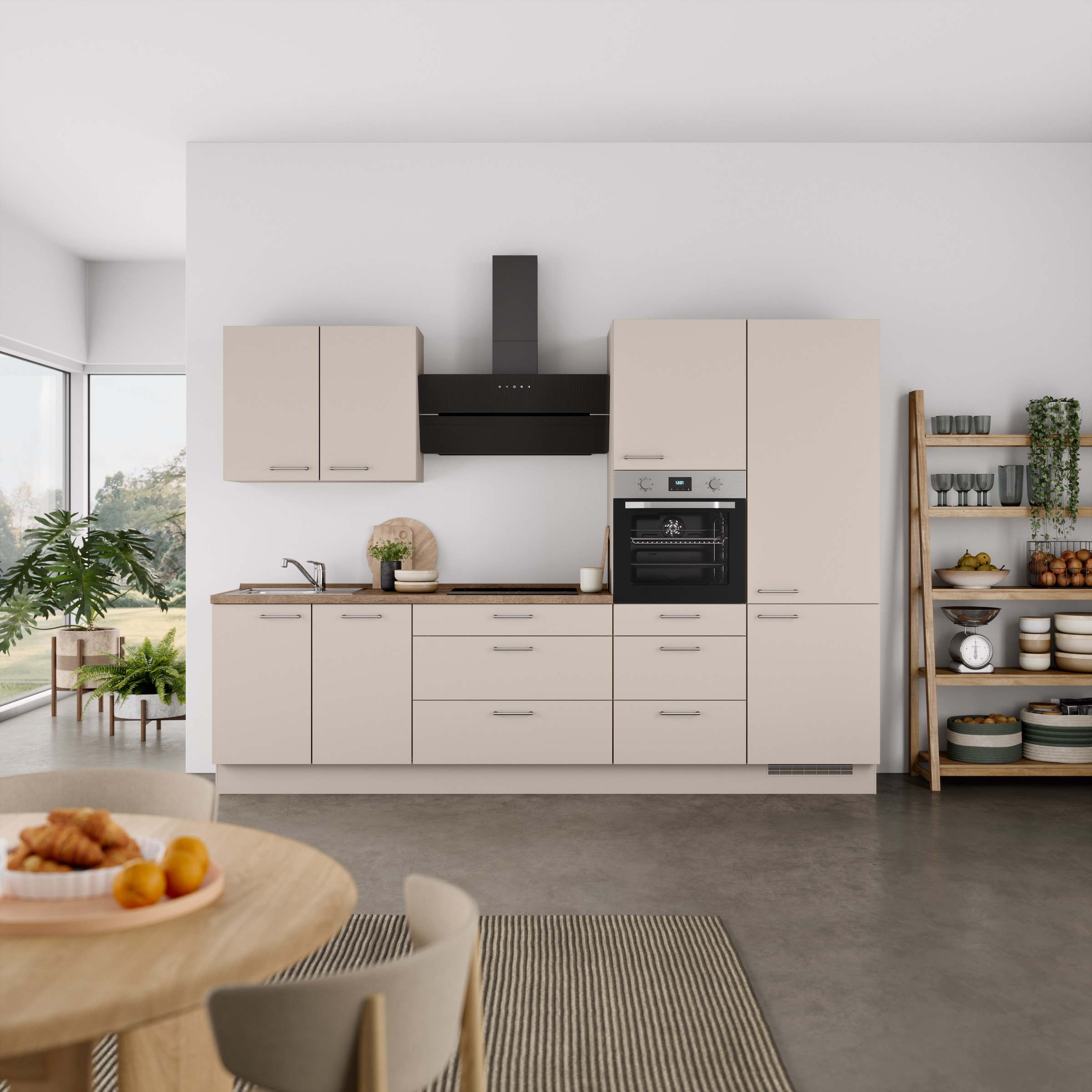 nobilia® Küchenzeile »"Laser II", Ausrichtung wählbar, Breite 300 cm«, vormontiert, wahlw. mit unterschiedlichen E-Geräten-Sets