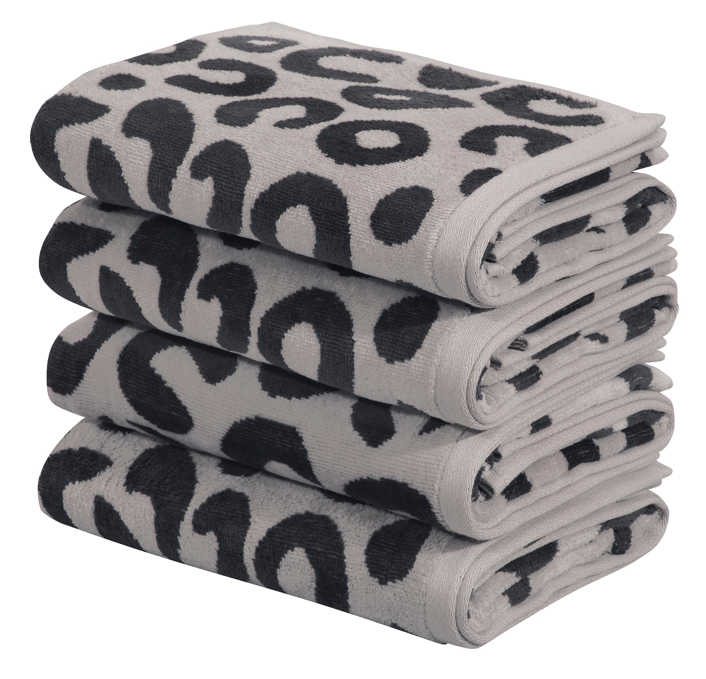 OTTO home Handtuch Set "Anna Leopardenmuster, 4-tlg Handtuch-Set, 50x100cm, 100% Baumwolle" Handtücher, weich, saugstark, modern, Leo, Animal Print