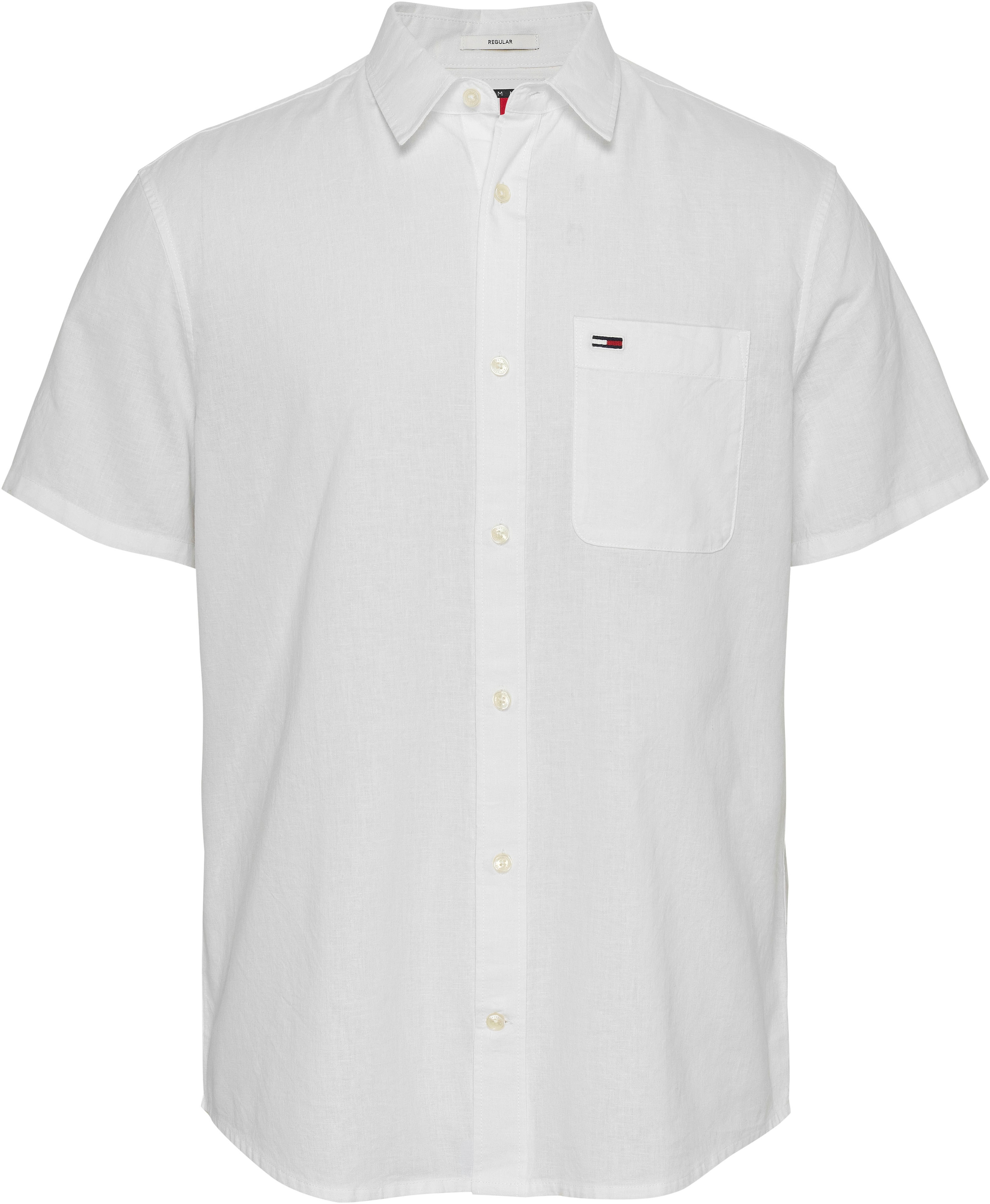 Tommy Jeans Kurzarmhemd »TJM REG LINEN BLEND SS SHIRT«, mit Logostickerei