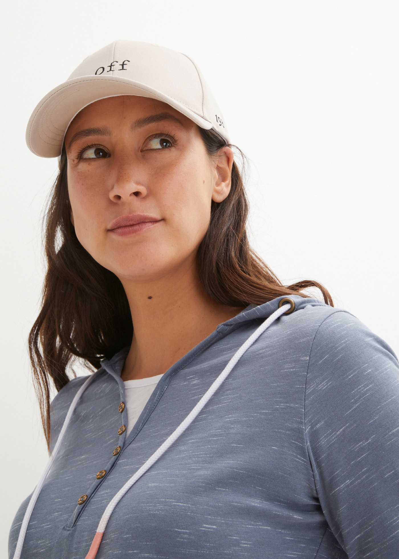 bonprix T-Shirt »Shirt mit Kapuze« 2 Stk. mit Kapuze im 2-1-Lock, in melierter Optik