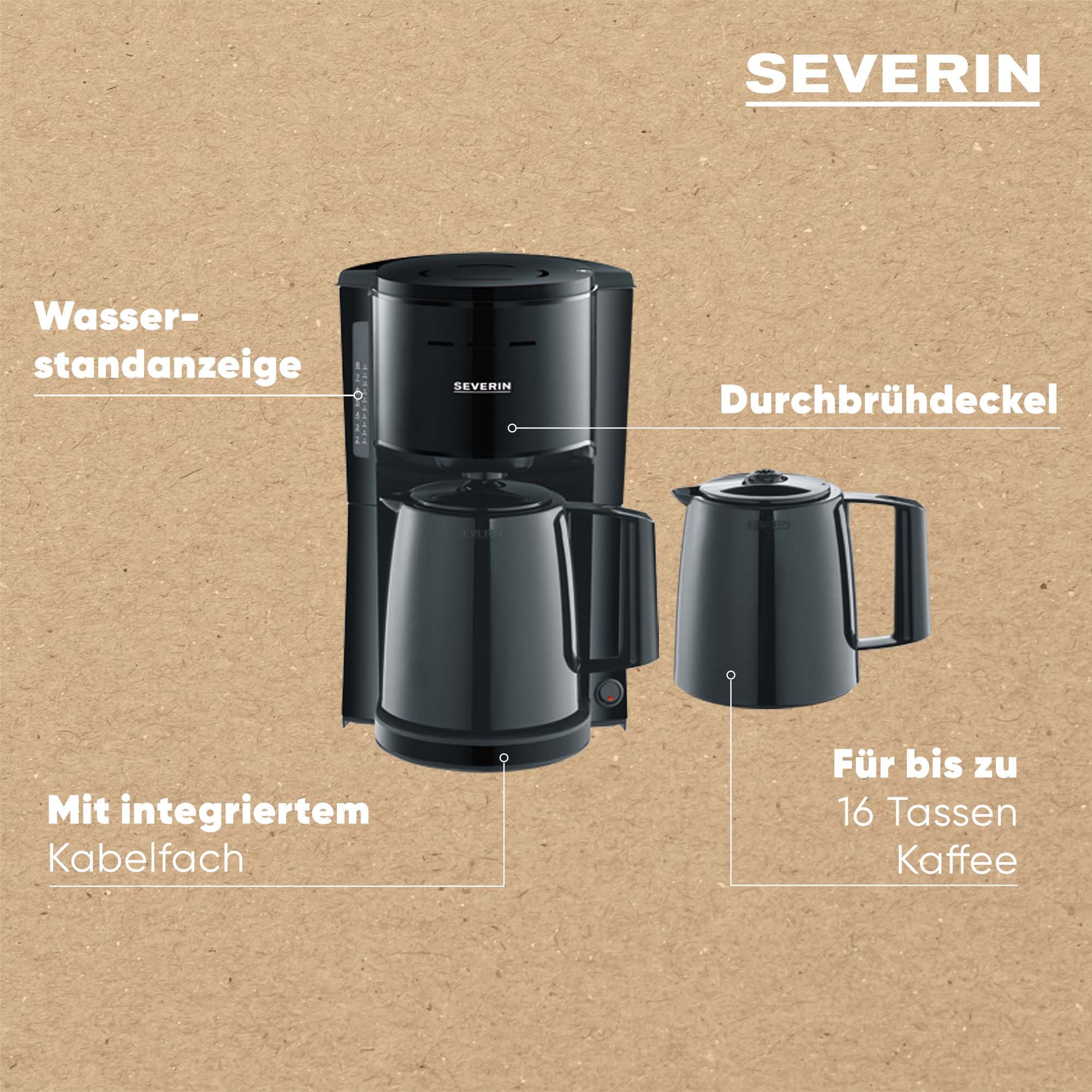 Severin Filterkaffeemaschine »KA 9307« 1x4 Filterkaffeemaschine mit 2 Thermokannen für bis zu 8 Tassen je Kanne